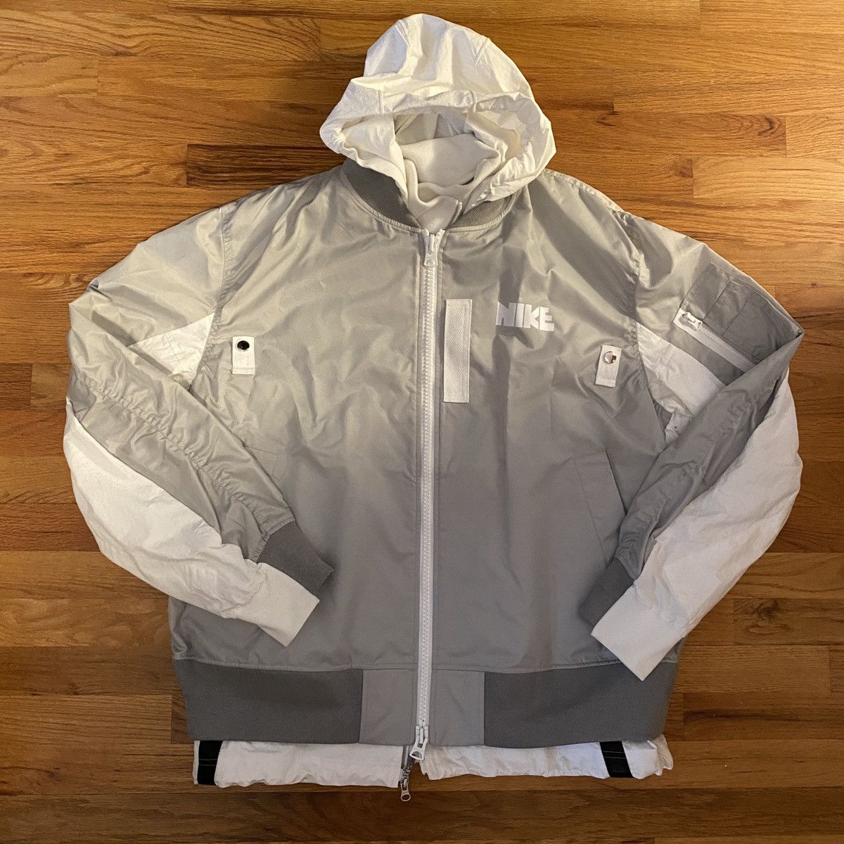 Nike × Sacai Nike x Sacai Layered Bomber Jacket | Grailed 