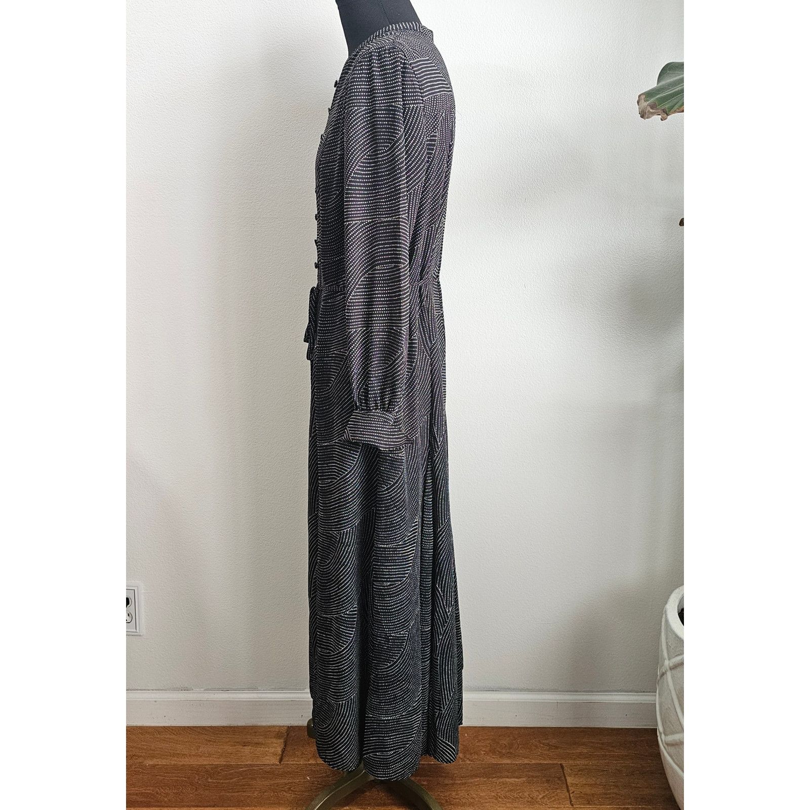 Madewell EUC Madewell Women's Black Tie Waist Midi Dress in Dot M Size M / US 6-8 / IT 42-44 - 6 Thumbnail