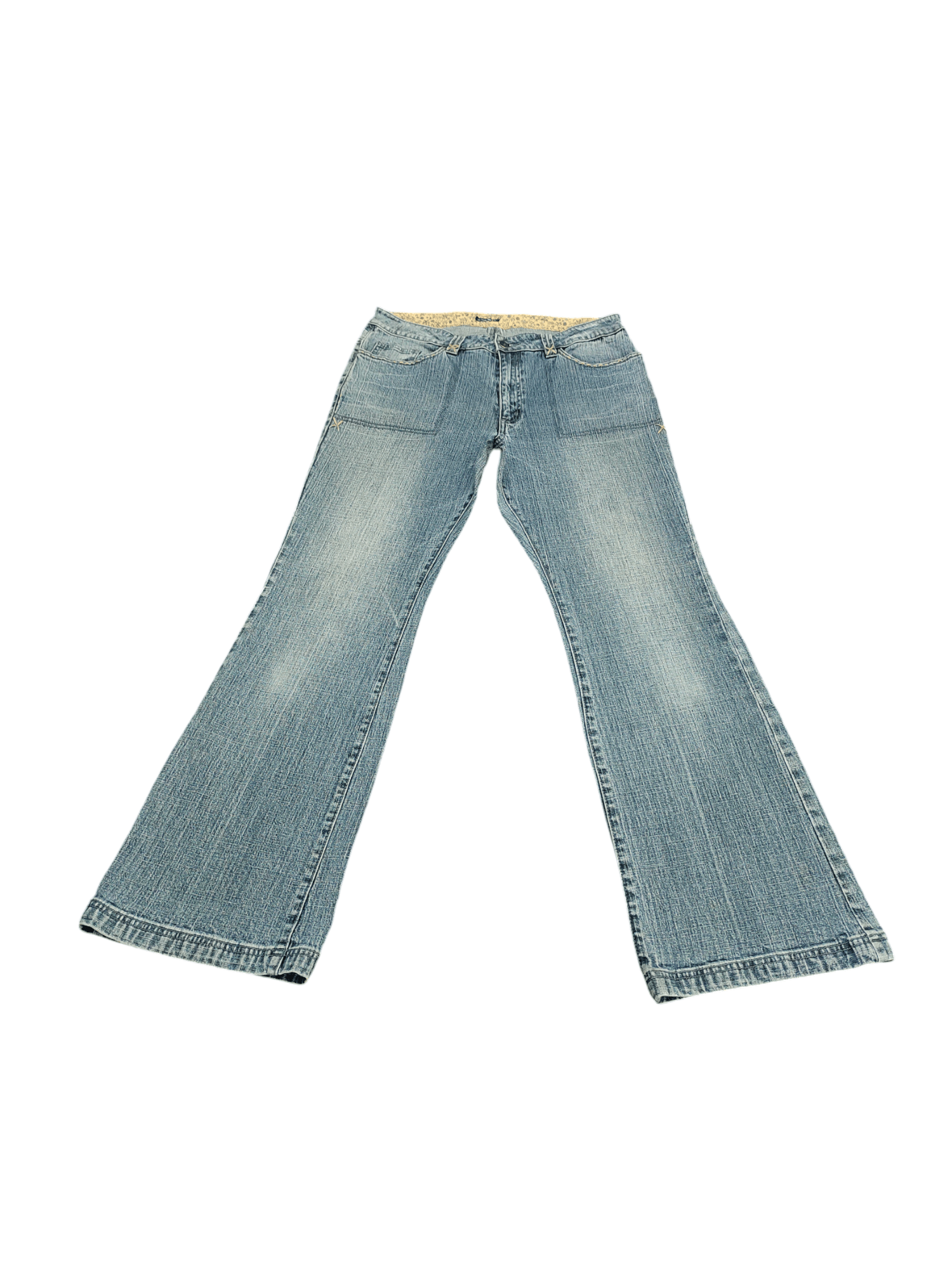 If Six Was Nine Flare Jeans La Redoute Tribal Clawmark Faded Bootcut Y2k Size US 31 - 3 Thumbnail