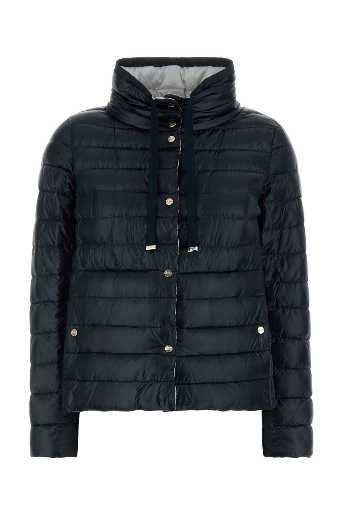 Herno Midnight Blue Nylon Reversible Down Jacket Size S / US 4 / IT 40 - 1 Thumbnail