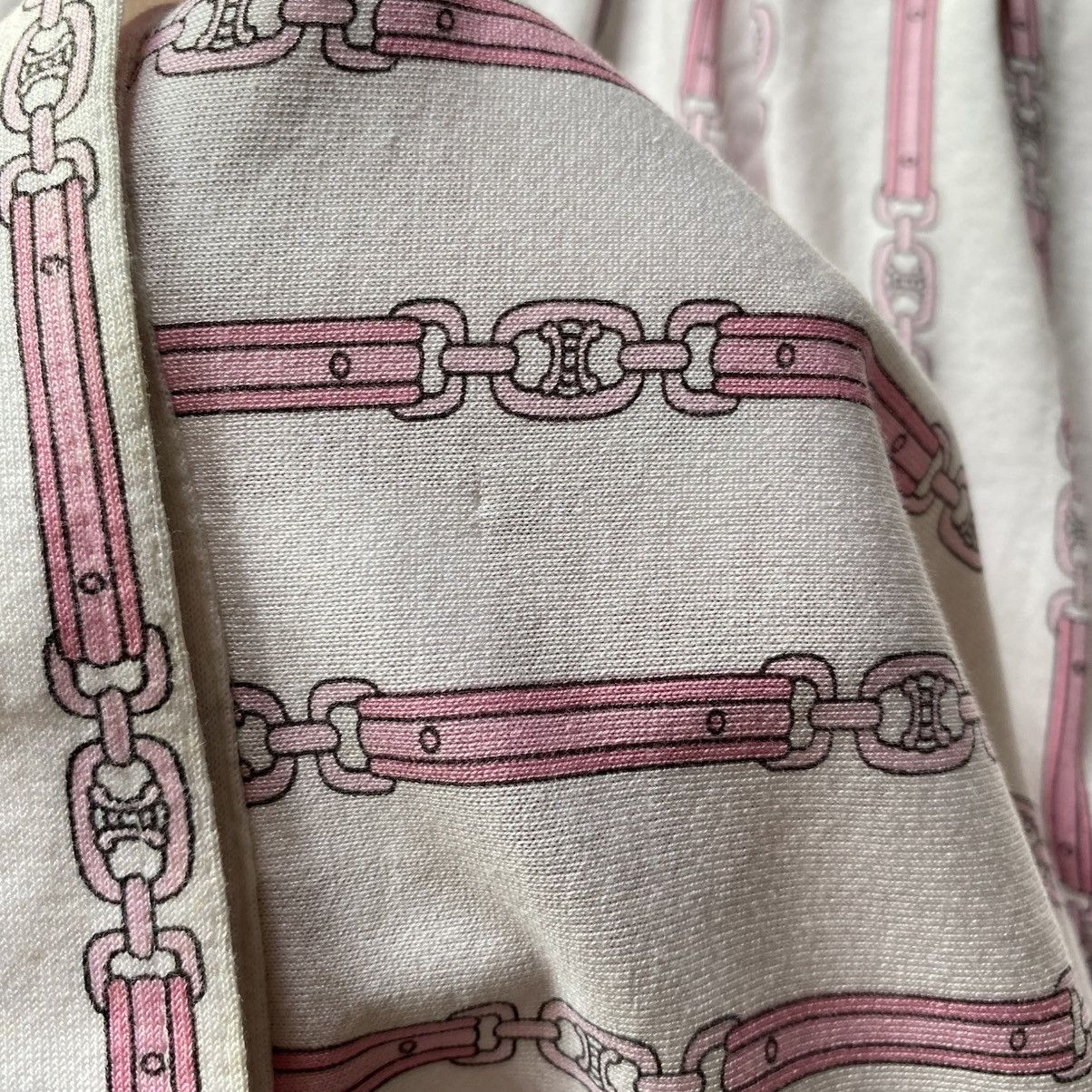 Celine Vintage Celine Pink Chain Print Shirt Size S / US 4 / IT 40 - 16 Thumbnail