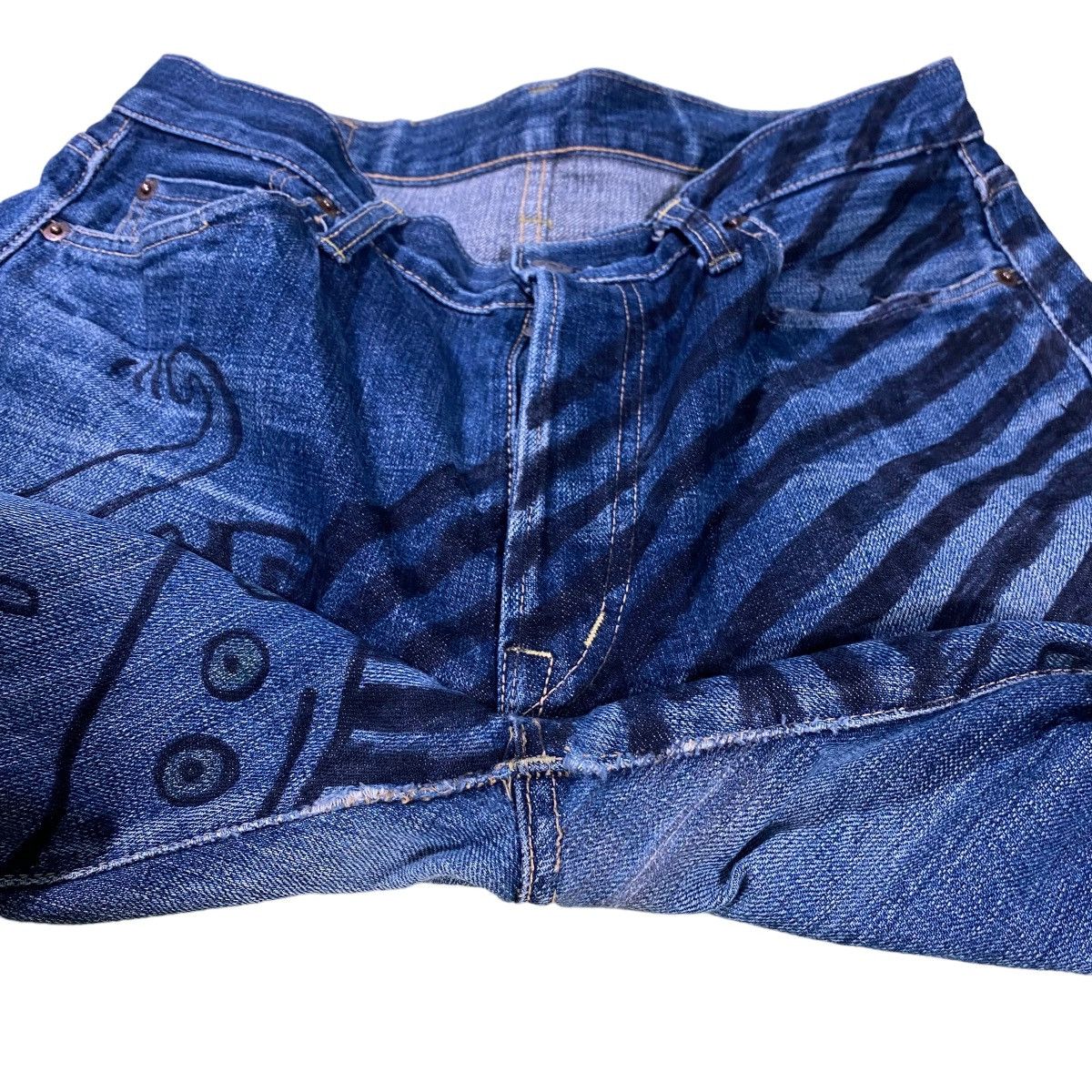 If Six Was Nine × Le Grande Bleu (L.G.B.) × OMNIGOD Omnigod Selvedge Jeans Doodle Design Size US 32 / EU 48 - 6 Thumbnail