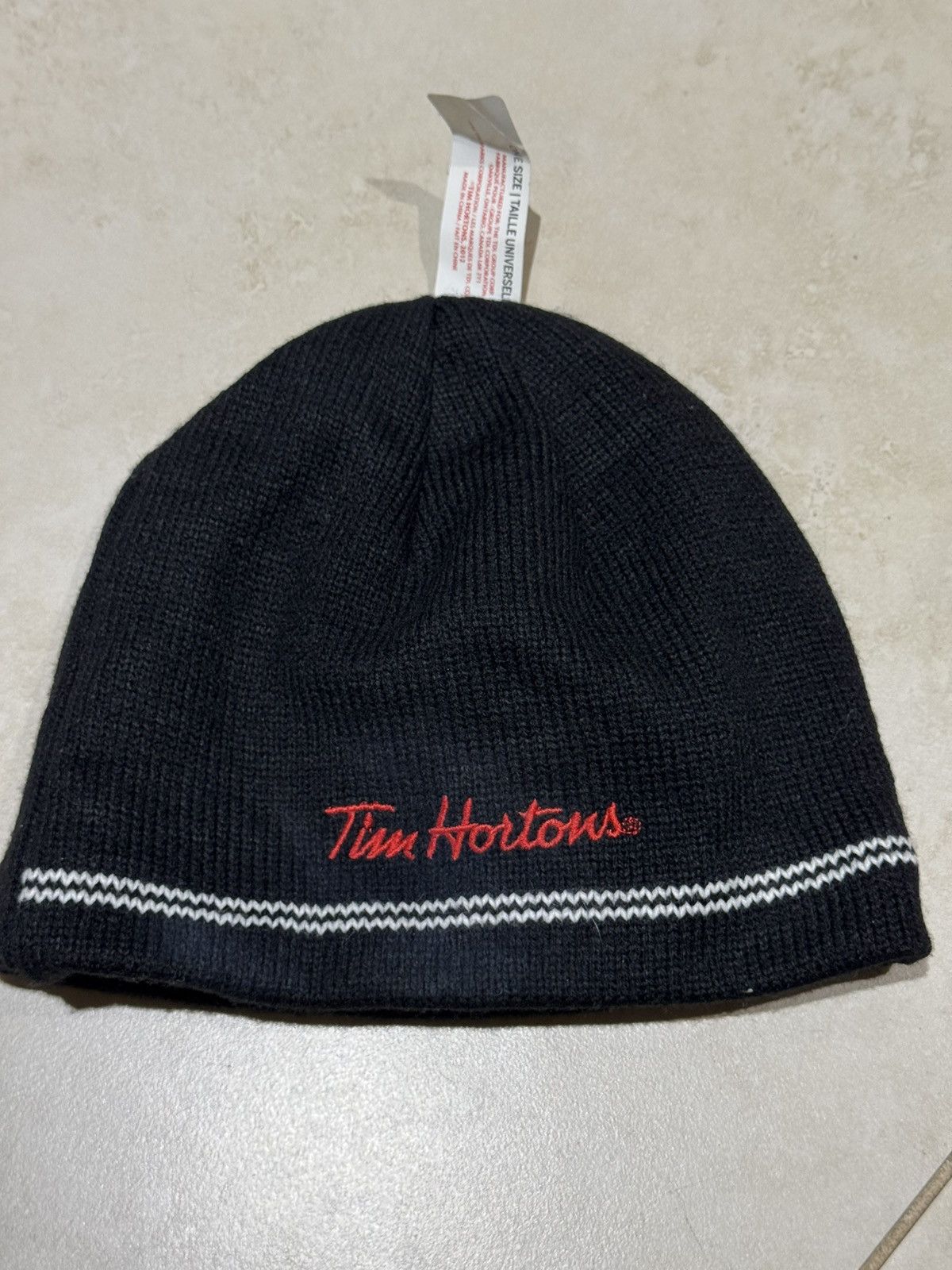 Vintage Vintage Tim Hortons Coffee Beanie I Love Tims Stripe Black Size ONE SIZE - 6 Thumbnail
