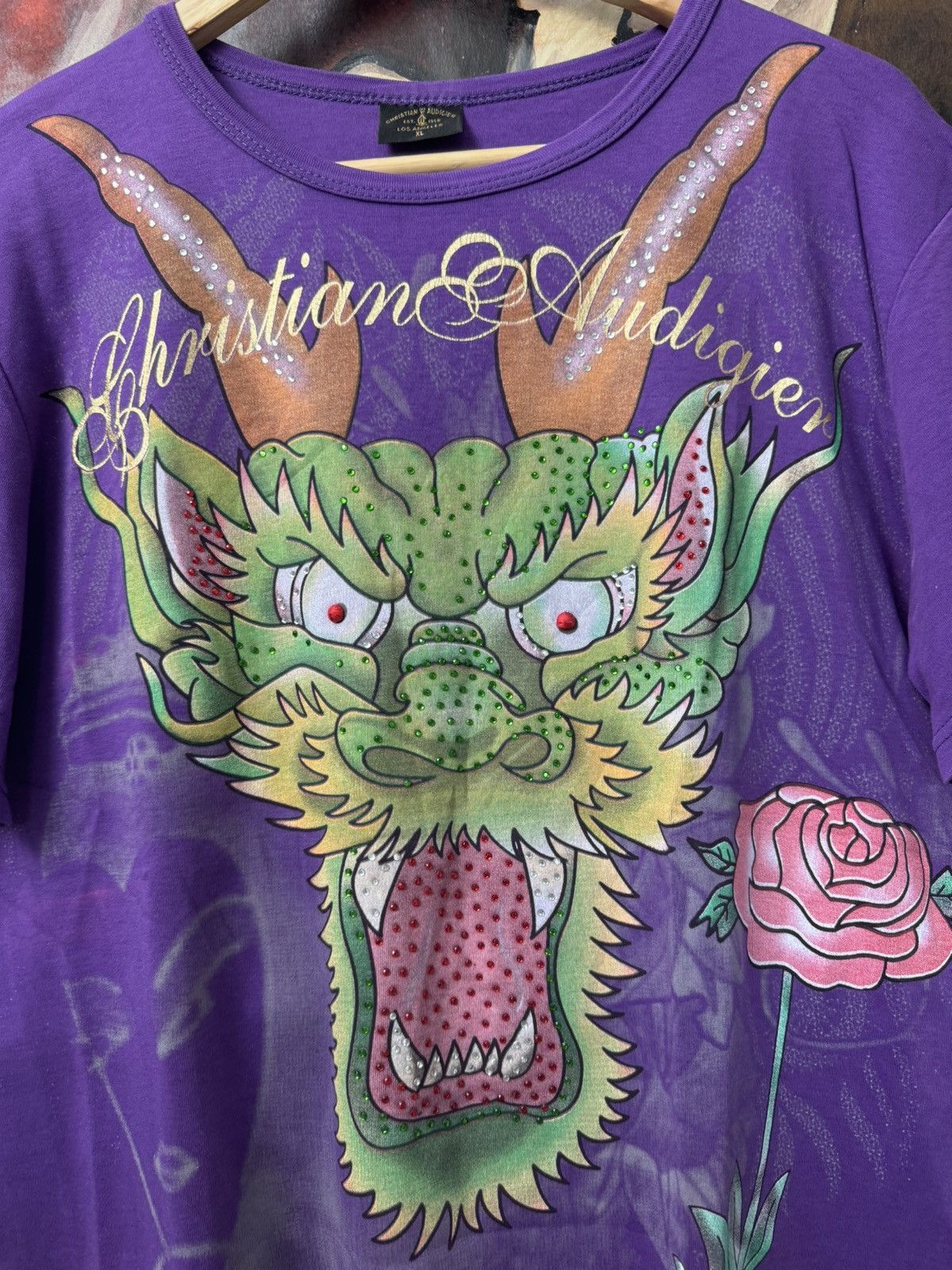 Christian Audigier Vintage Ed Hardy By Christian Audigier Y2k Tee Tattoo Print Size US XL / EU 56 / 4 - 3 Thumbnail