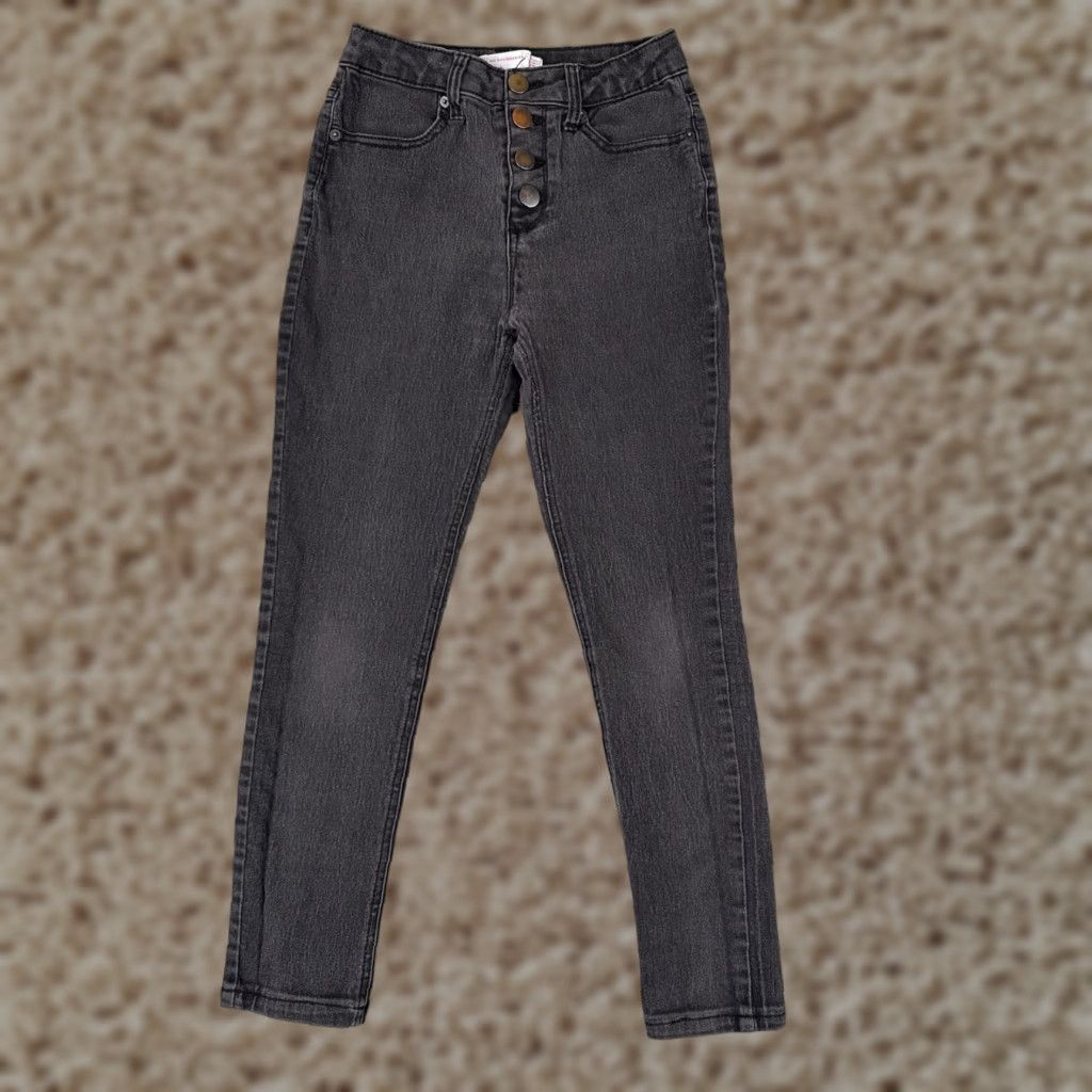 Vintage No Boundaries Jeans Women Junior 5 Black Denim Skinny Button Fly Mid Rise 23X24 Cotton Size 27" / US 4 / IT 40 - 1 Thumbnail