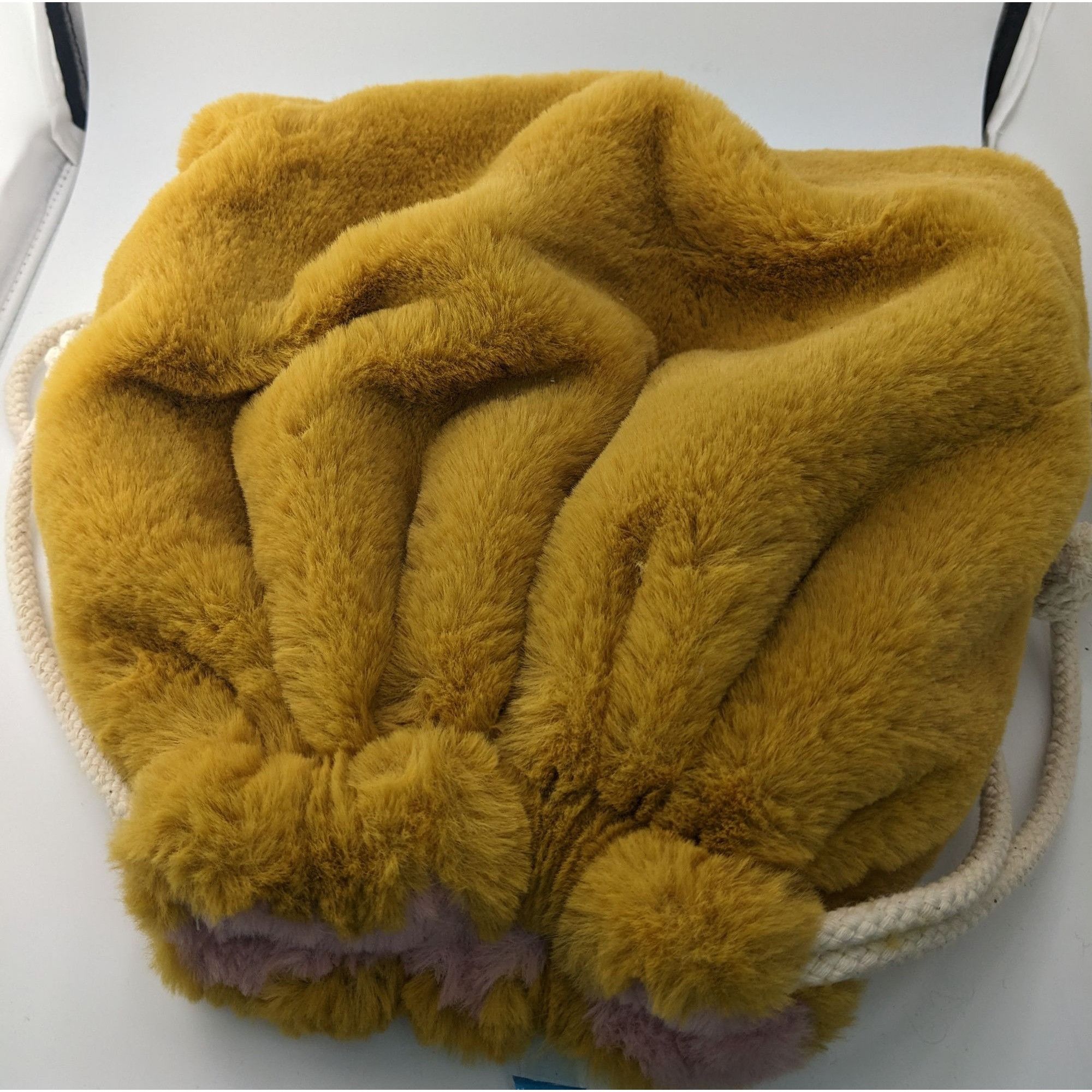 Zara Faux Fur Drawstring Bag Golden Brown Zara Kids 13x10 Inches Size ONE SIZE - 7 Thumbnail