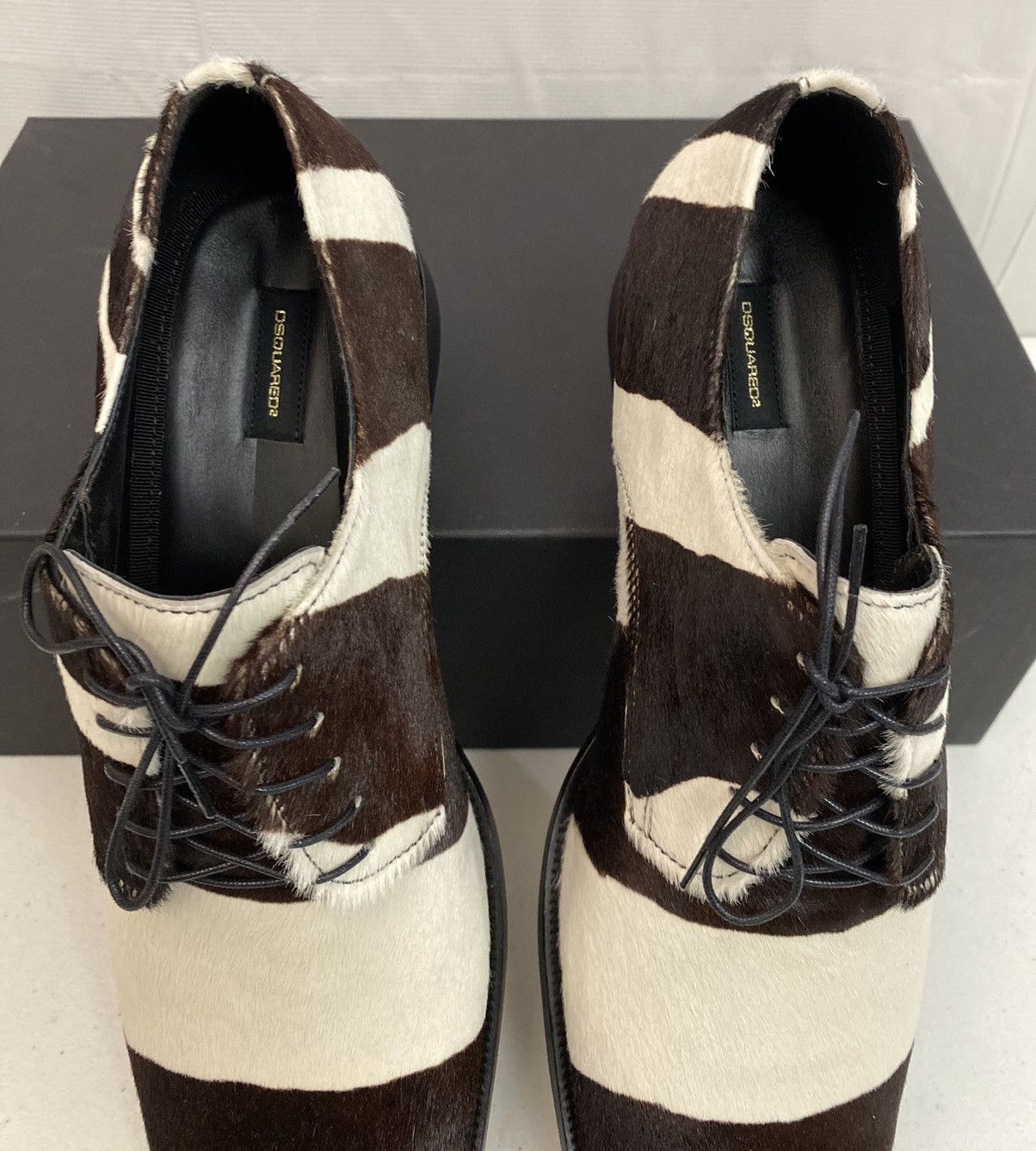 Dsquared2 Dsquared2 🇮🇹 Brown/White Pony Hair Zebra Striped Derby 10 NEW Size US 10 / EU 43 - 13 Thumbnail