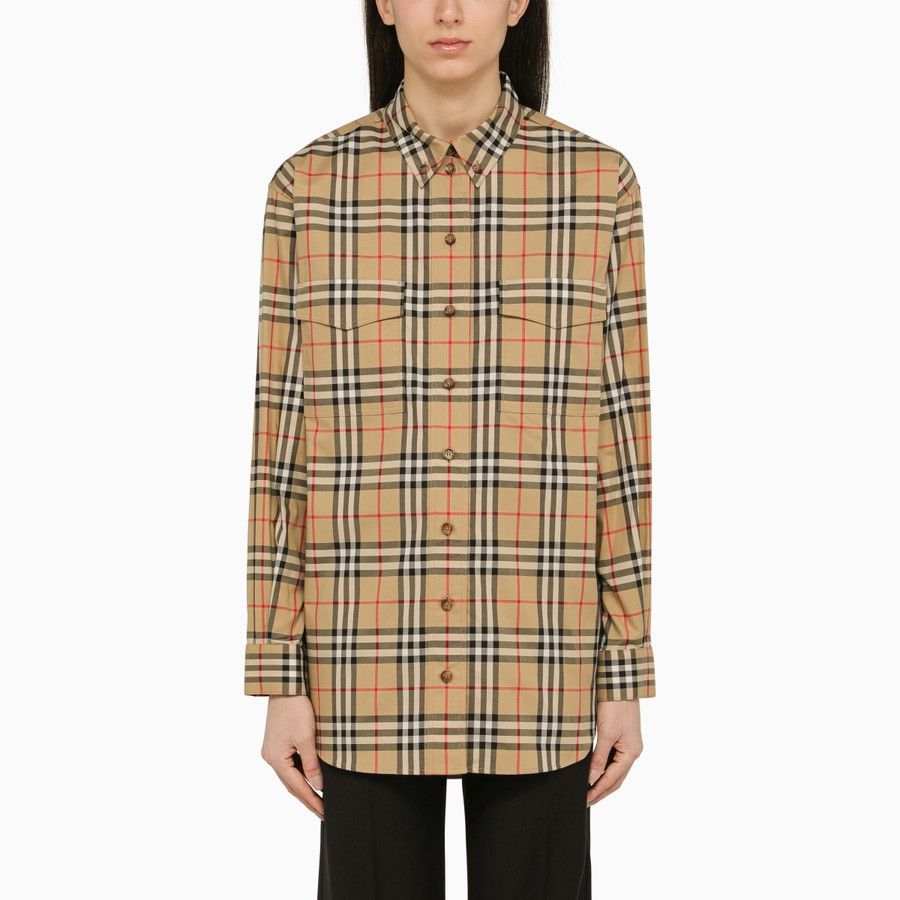 image of Burberry O1D2Blof0124 Motif Shirt In Beige, Women's (Size 2XS)