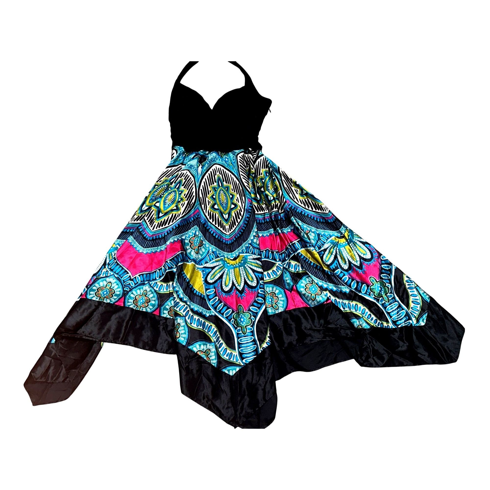 Other Signature by Sangria Size Small Black Blue Halter Dress Hand Size S / US 4 / IT 40 - 12 Thumbnail