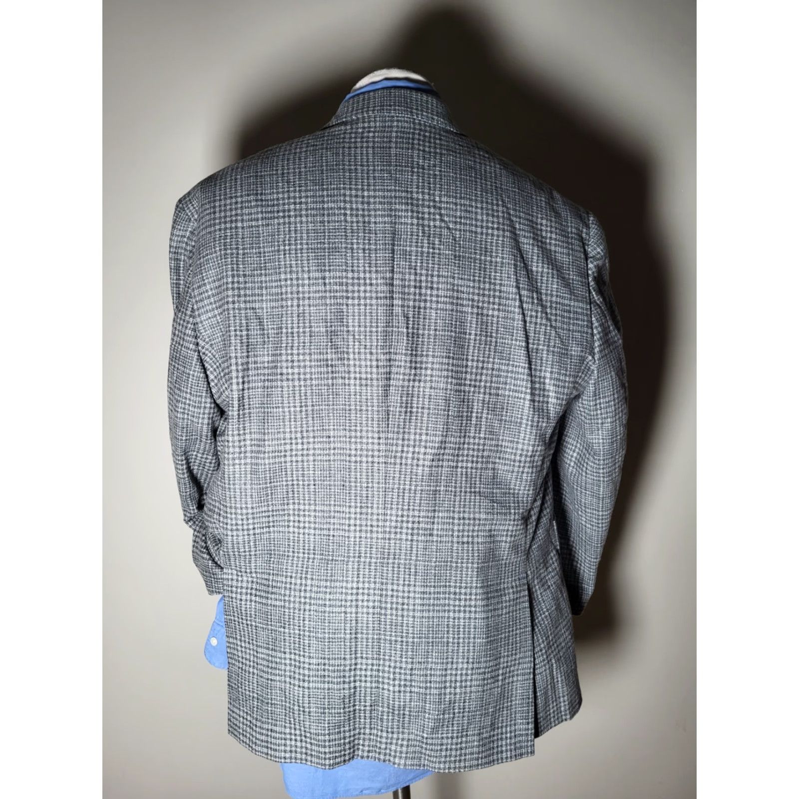 Joseph Abboud Joseph Abboud Sport Coat Men 48R Gray Check Wool Peak Lapel Jacket Blazer Size 48R - 4 Thumbnail