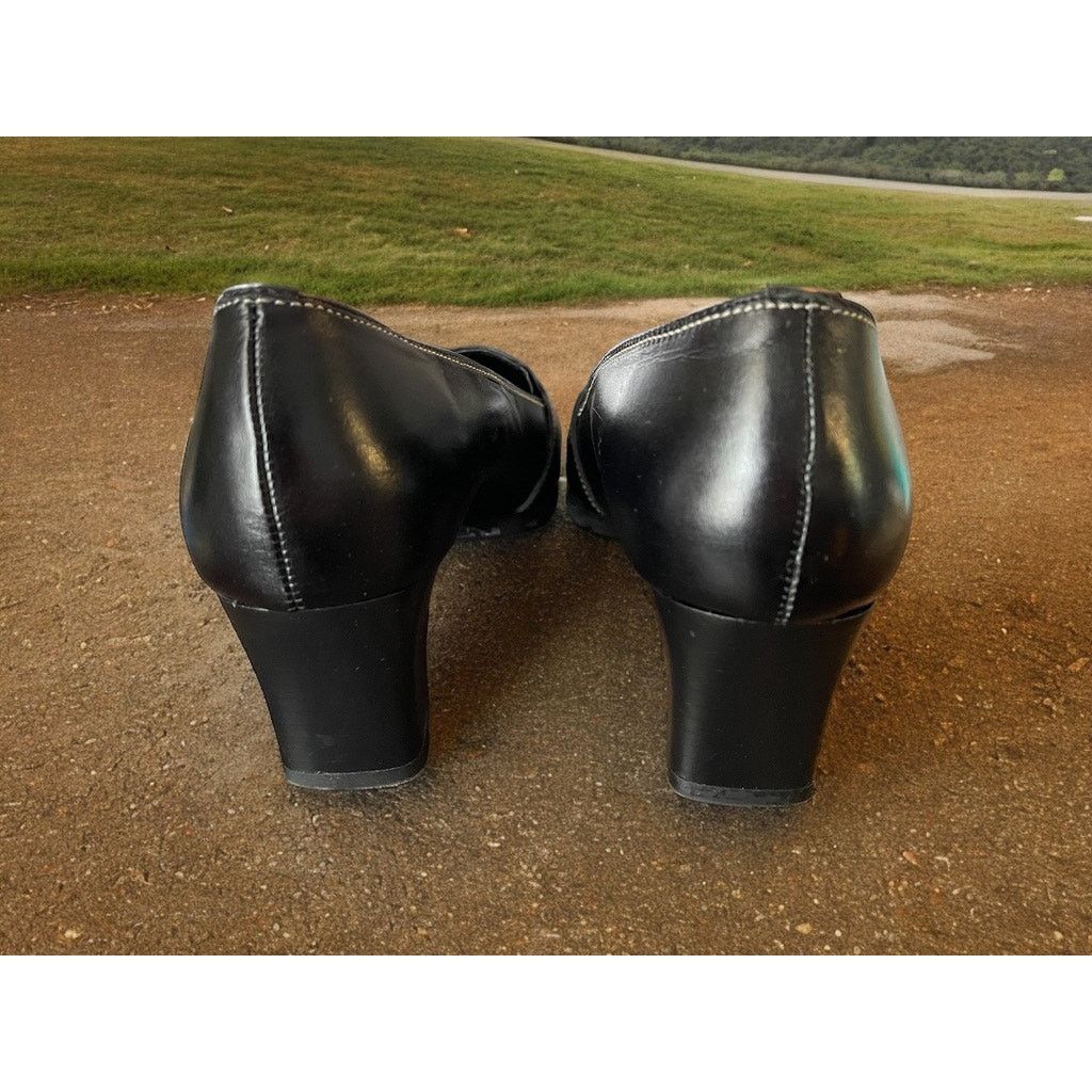 Unknown London Black Pumps Heels Buckle Shoes Size 6.5 Casual Corner Size US 6.5 / IT 36.5 - 3 Thumbnail