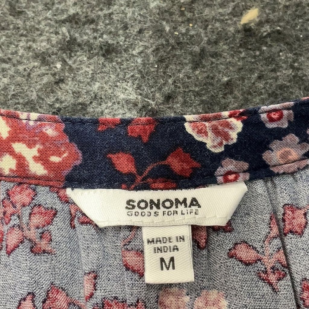 Sonoma Sonoma Navy Floral Midi Dress Size L / US 10 / IT 46 - 3 Thumbnail
