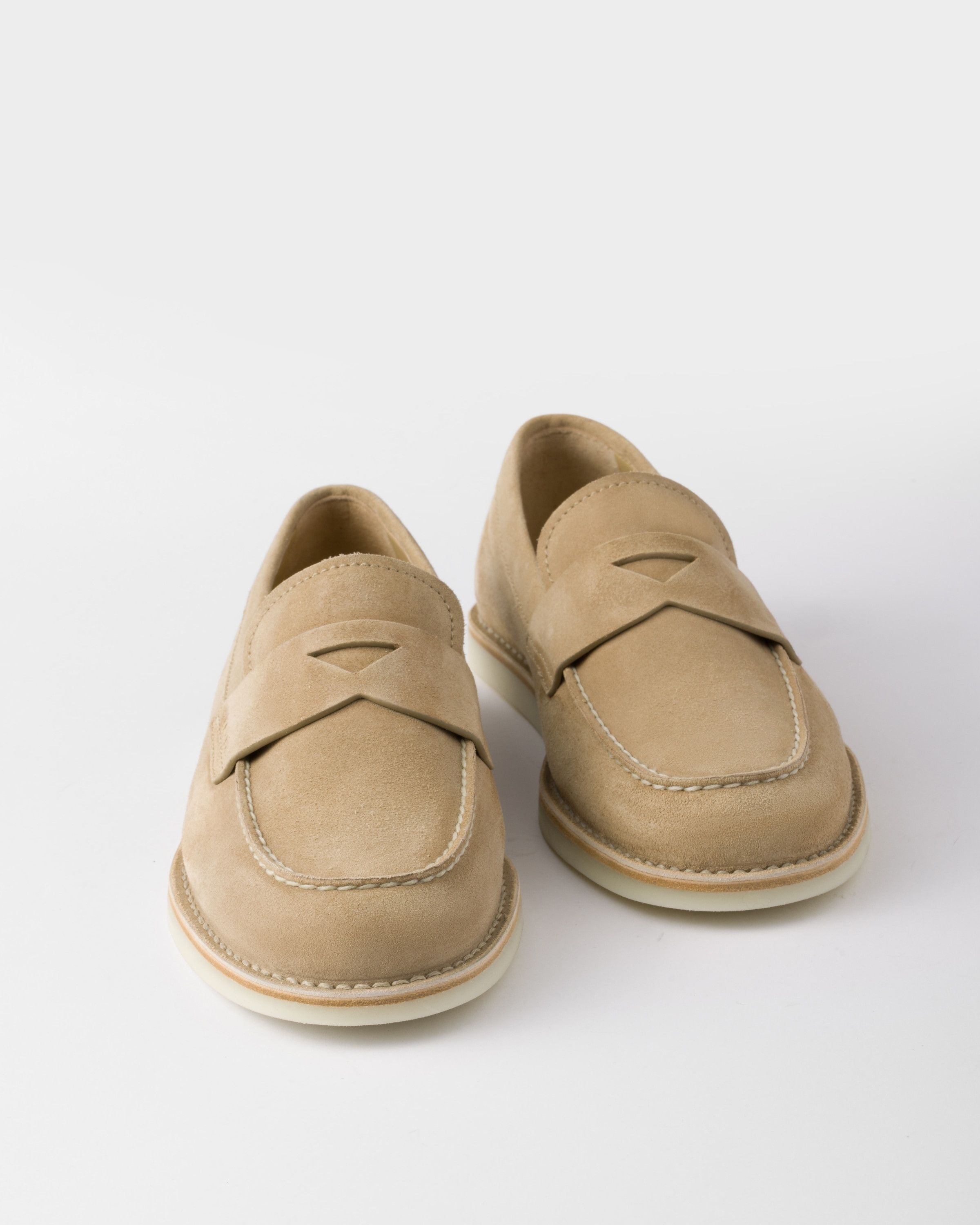 Prada o1bcso1str1025 Bleached Suede Loafers in Beige Size US 10 / EU 43 - 5 Thumbnail