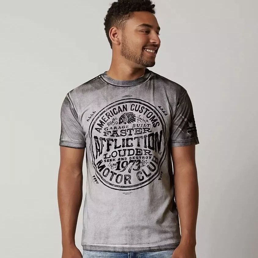 Affliction AFFLICTION Grey Black Skull American Customs Graphic Tee Size US M / EU 48-50 / 2 - 1 Thumbnail