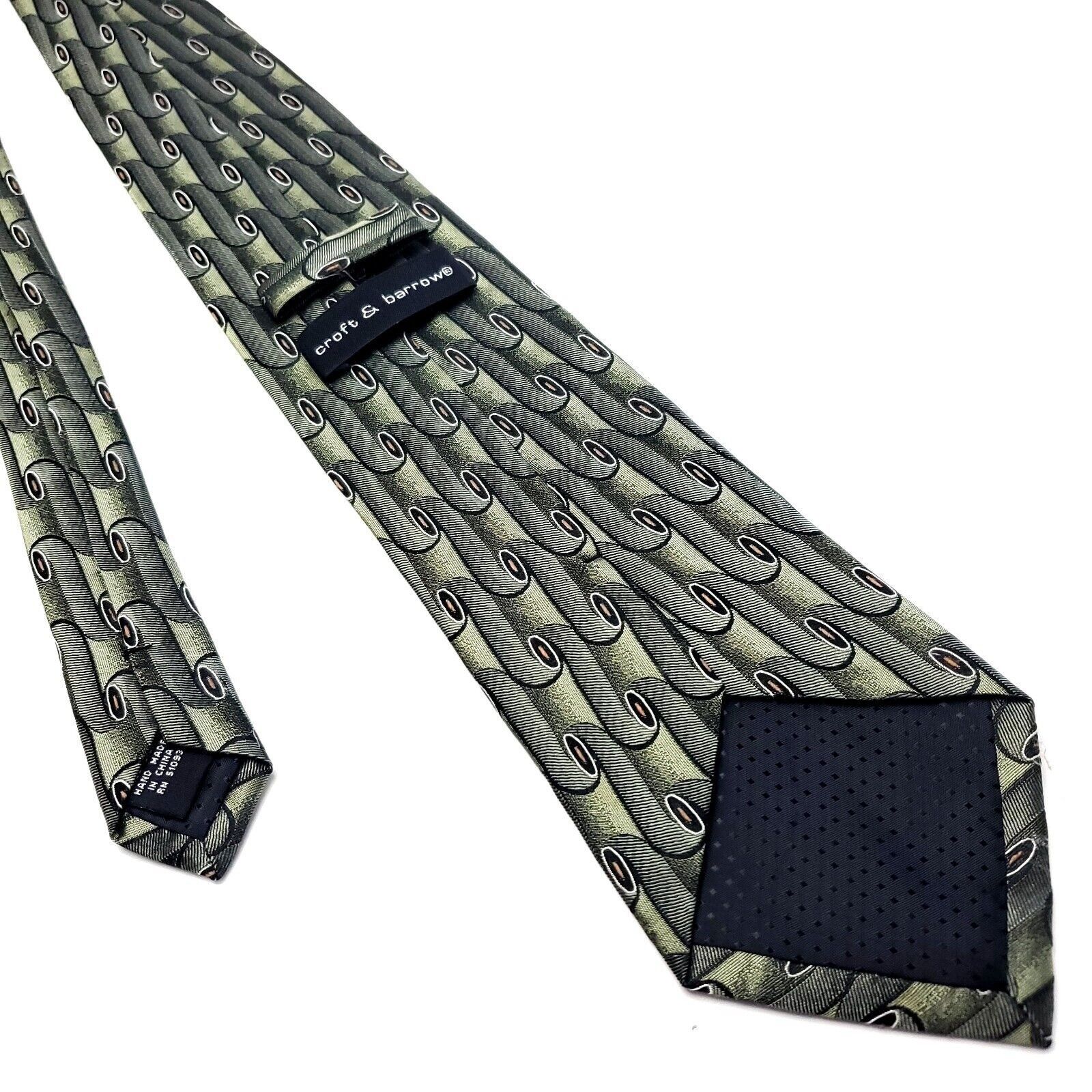 Croft & Barrow Croft & Barrow Green Silk Tie Woven Geometric Size ONE SIZE - 3 Thumbnail