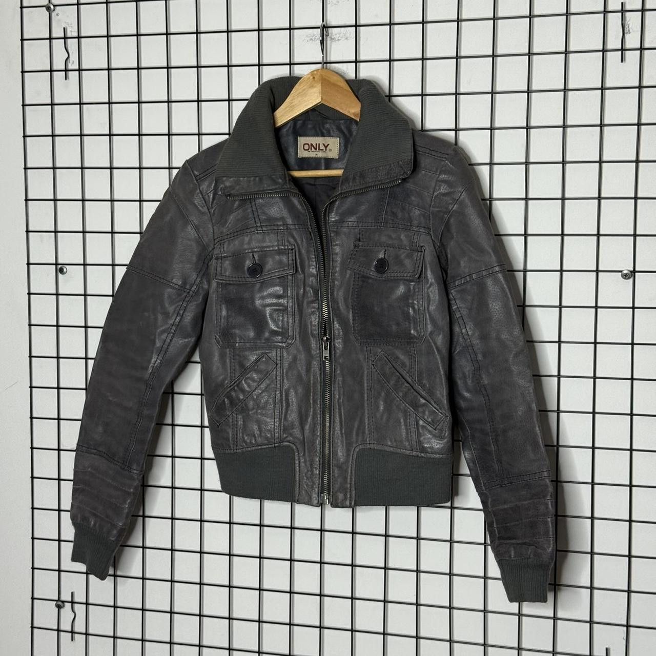 Vintage Grey Jacket Real Leather Japan Style Size M / US 6-8 / IT 42-44 - 3 Thumbnail