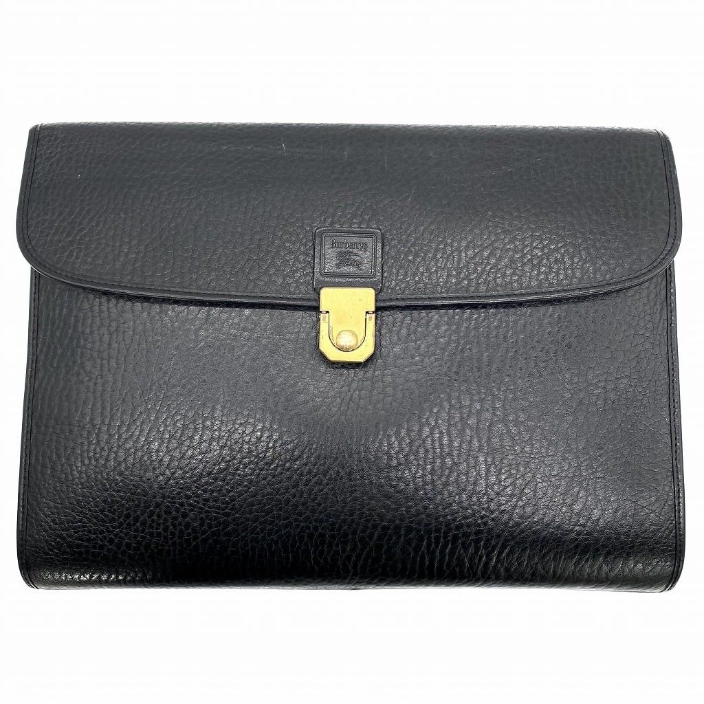 Burberry Vintage Burberrys Leather Buiness Bag Black Size ONE SIZE - 1 Thumbnail