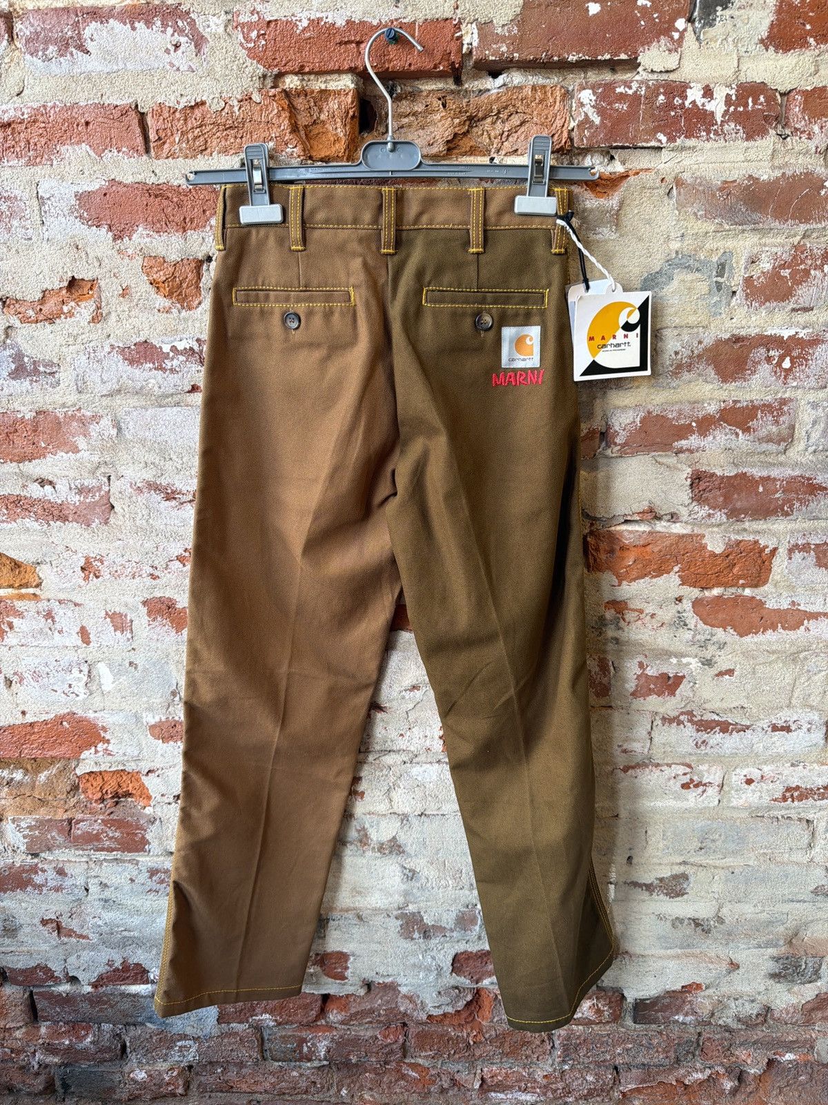 Carhartt Wip × Marni Marni x Carhartt WIP Mix Fabric Pant (Brown SZ XXS) Size US 27 - 2 Thumbnail