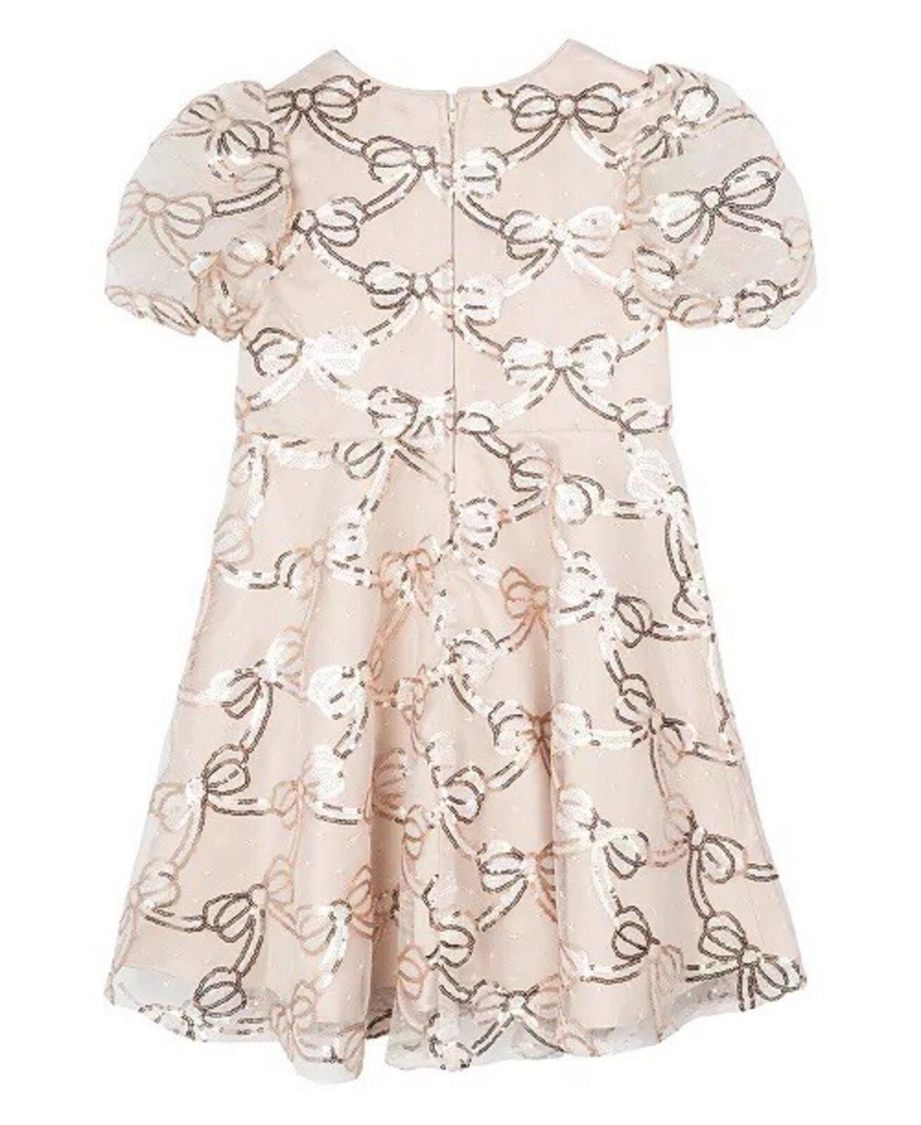 Other Rare Editions Girls Dress Sequin Bow Puff Illusion Sleeve 4T Size ONE SIZE - 5 Thumbnail