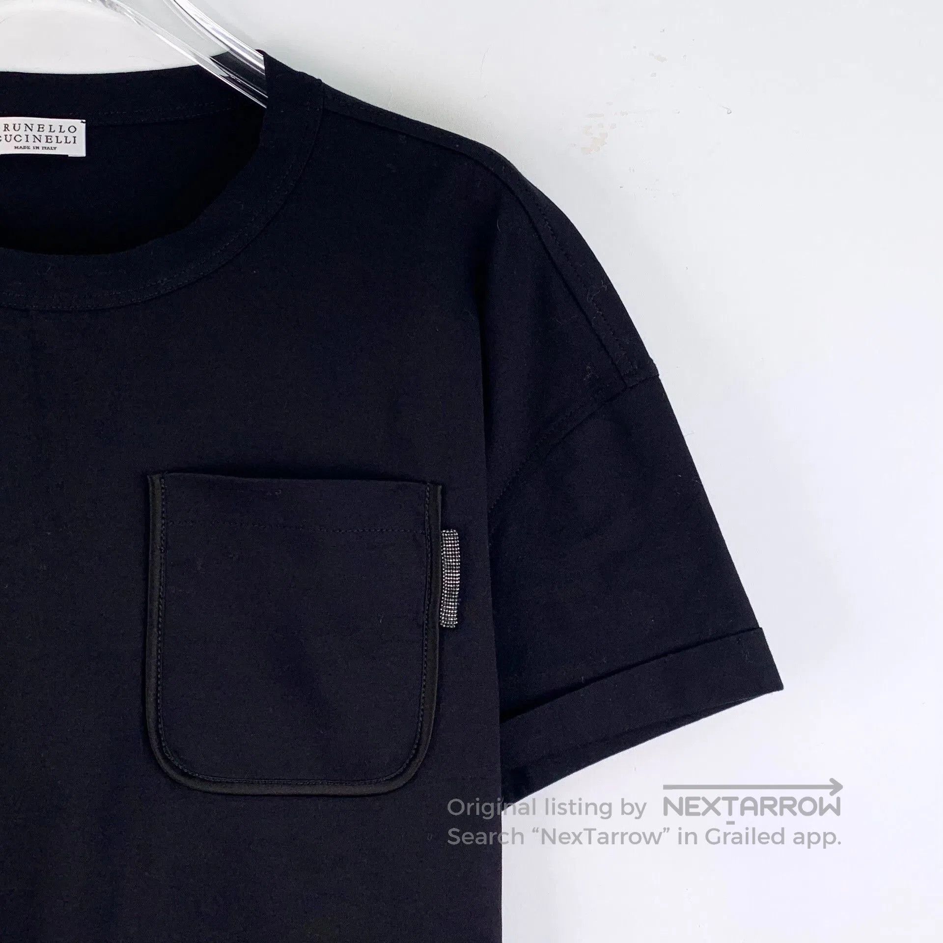 Brunello Cucinelli Brunello Cucinelli Black Beaded Pocket Cotton T. Size US L / EU 52-54 / 3 - 3 Thumbnail