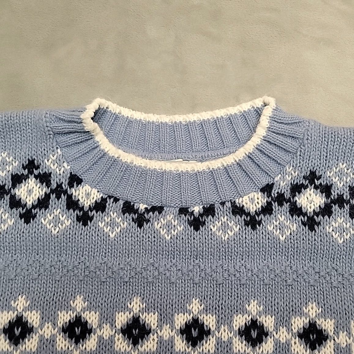 Vintage Cuddle Knit Sweater Womens M Blue Fair Isle Cottage Grandpa Chic Made In The USA Size M / US 6-8 / IT 42-44 - 2 Thumbnail