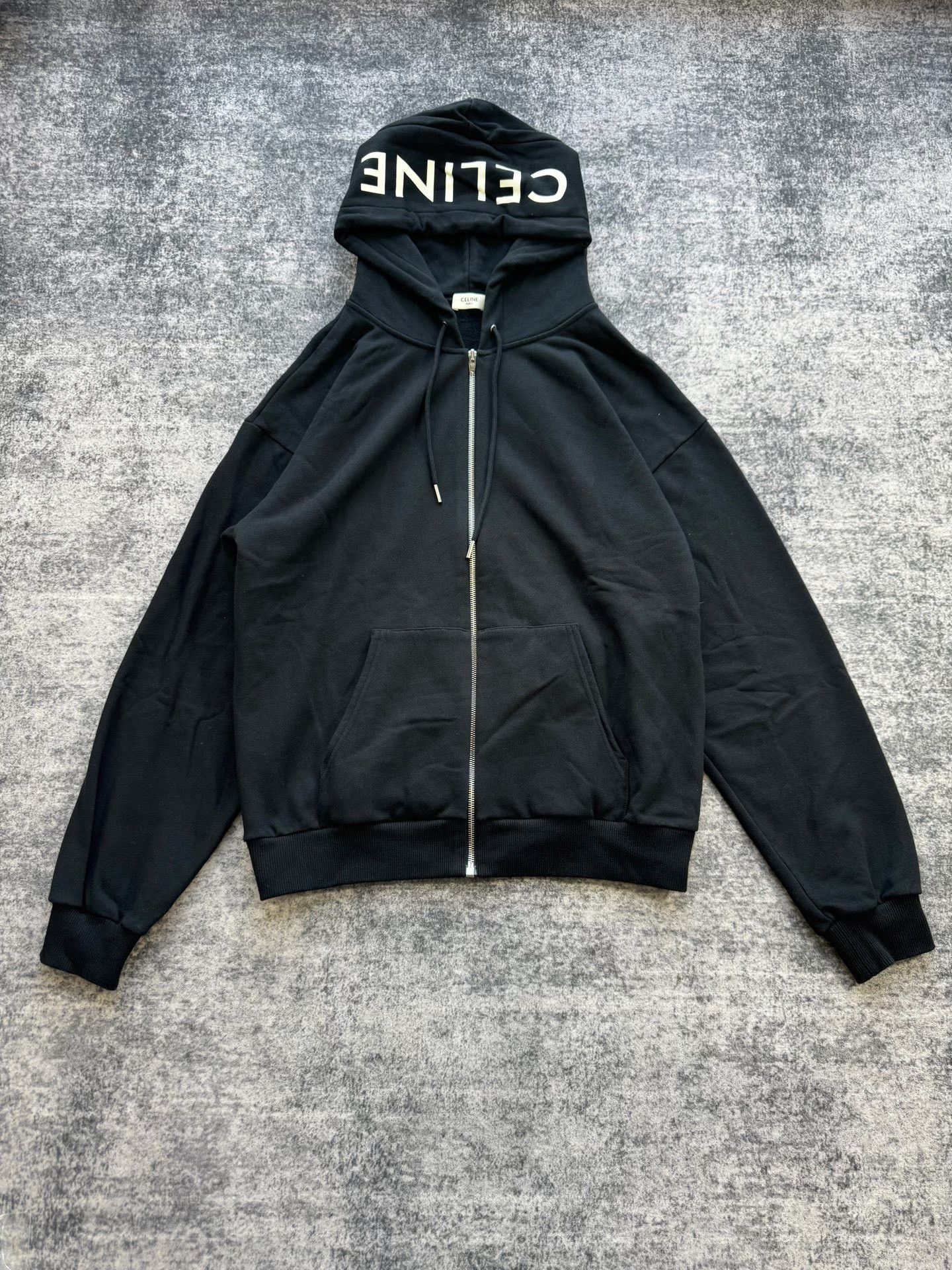 Celine Celine Black Logo Zip Hooded Jacket Size US M / EU 48-50 / 2 - 1 Thumbnail