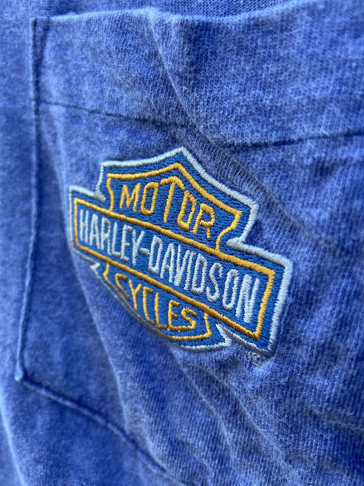 Harley Davidson Harley Davidson Blue Stonewashed Vintage Pocket Tee Large L Size US L / EU 52-54 / 3 - 3 Thumbnail