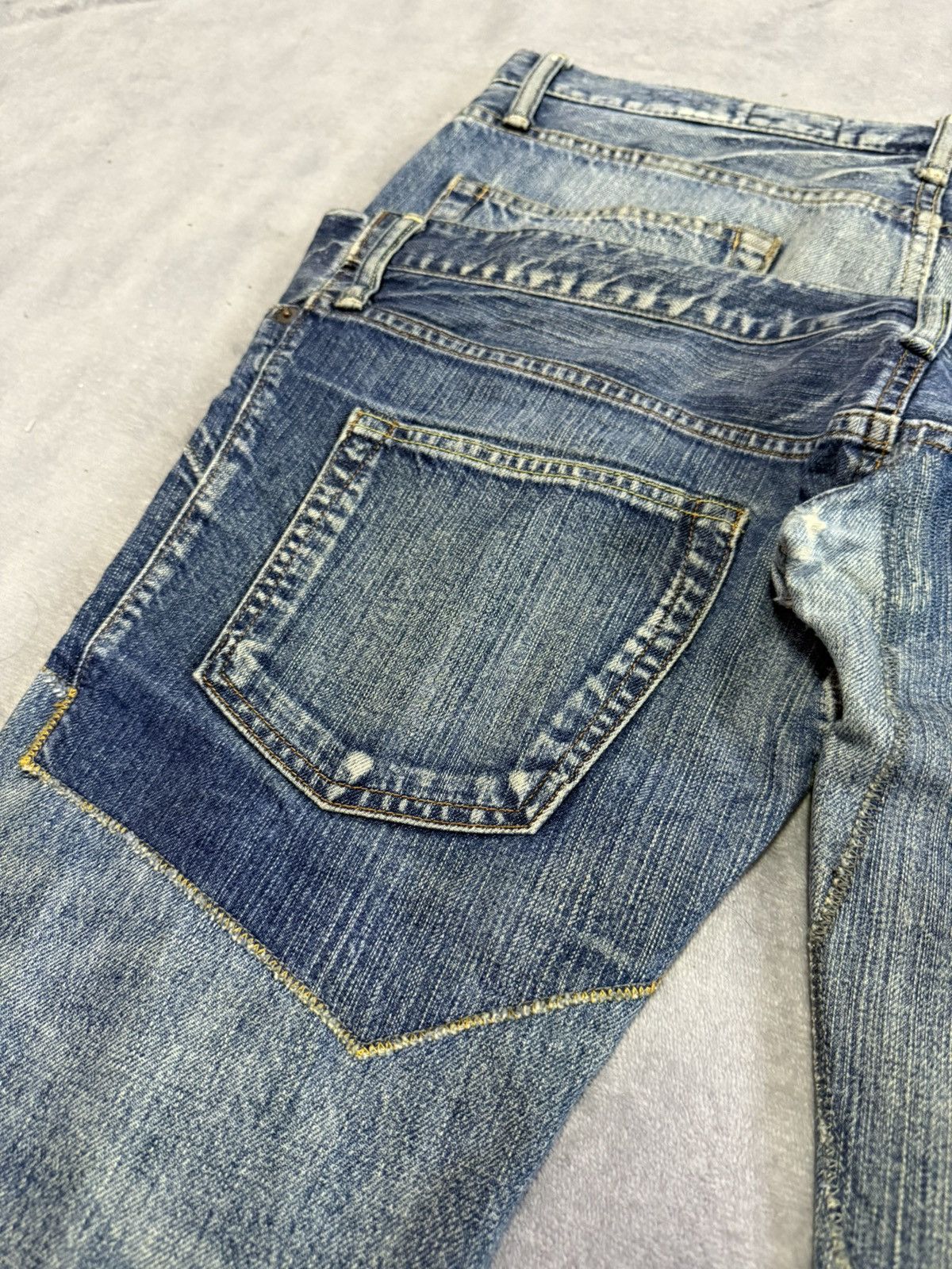 Japanese Brand × Le Grande Bleu (L.G.B.) Antgauge Japan Asymmetrical Pocket Double Waist Fade Jeans Size US 32 / EU 48 - 17 Thumbnail