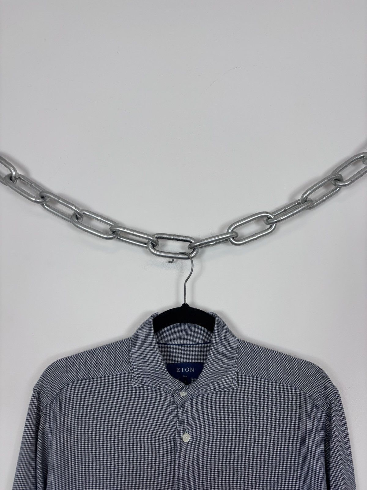 Eton Eton Men’s Navy Blue White Long Sleeve Shirt Houndstooth Size US S / EU 44-46 / 1 - 3 Thumbnail