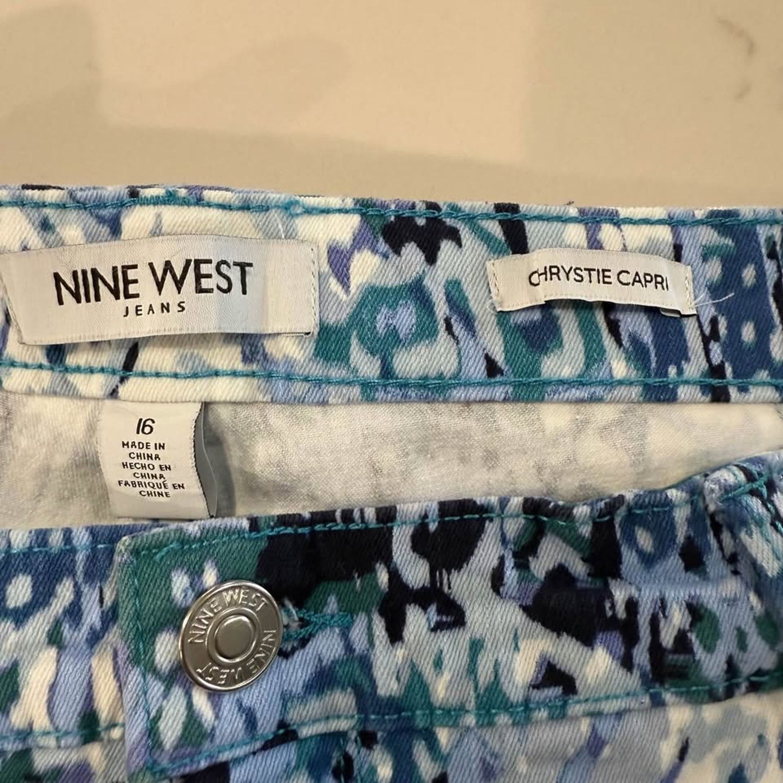 Nine West Nine West Chrystie Capri Pants Women's 16 Multicolor Blue Size 38" / US 16 / IT 52 - 4 Thumbnail