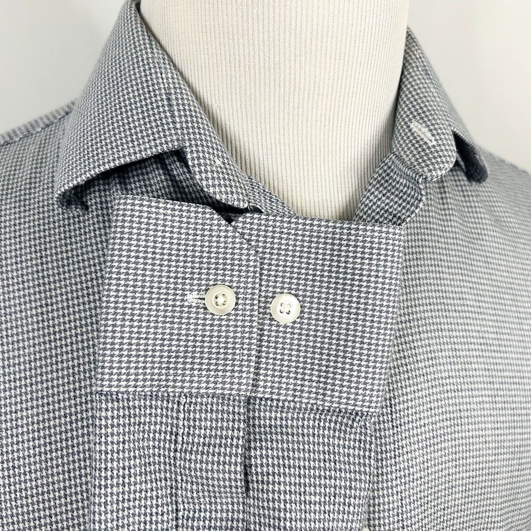 Bonobos Bonobos Dress Shirt Slim Fit Stretch Gray White Houndstooth Cotton Blend 16 36 Men Size 42R - 4 Thumbnail