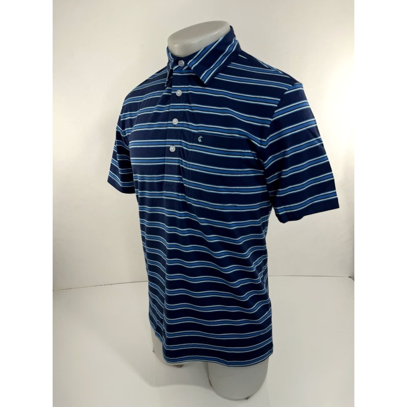 Vintage Criquet Mens S Pocket Polo Shirt Striped Embroidered Logo Blue / White Size US S / EU 44-46 / 1 - 2 Thumbnail