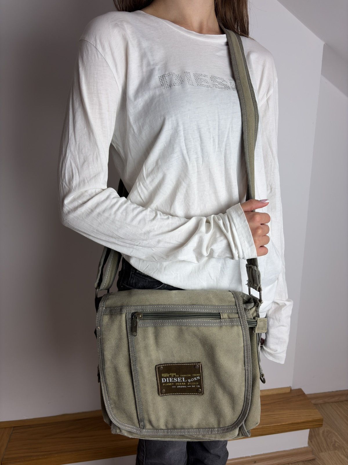 Diesel DIESEL Archive Y2K Military Messenger Bag Khaki | Grailed
