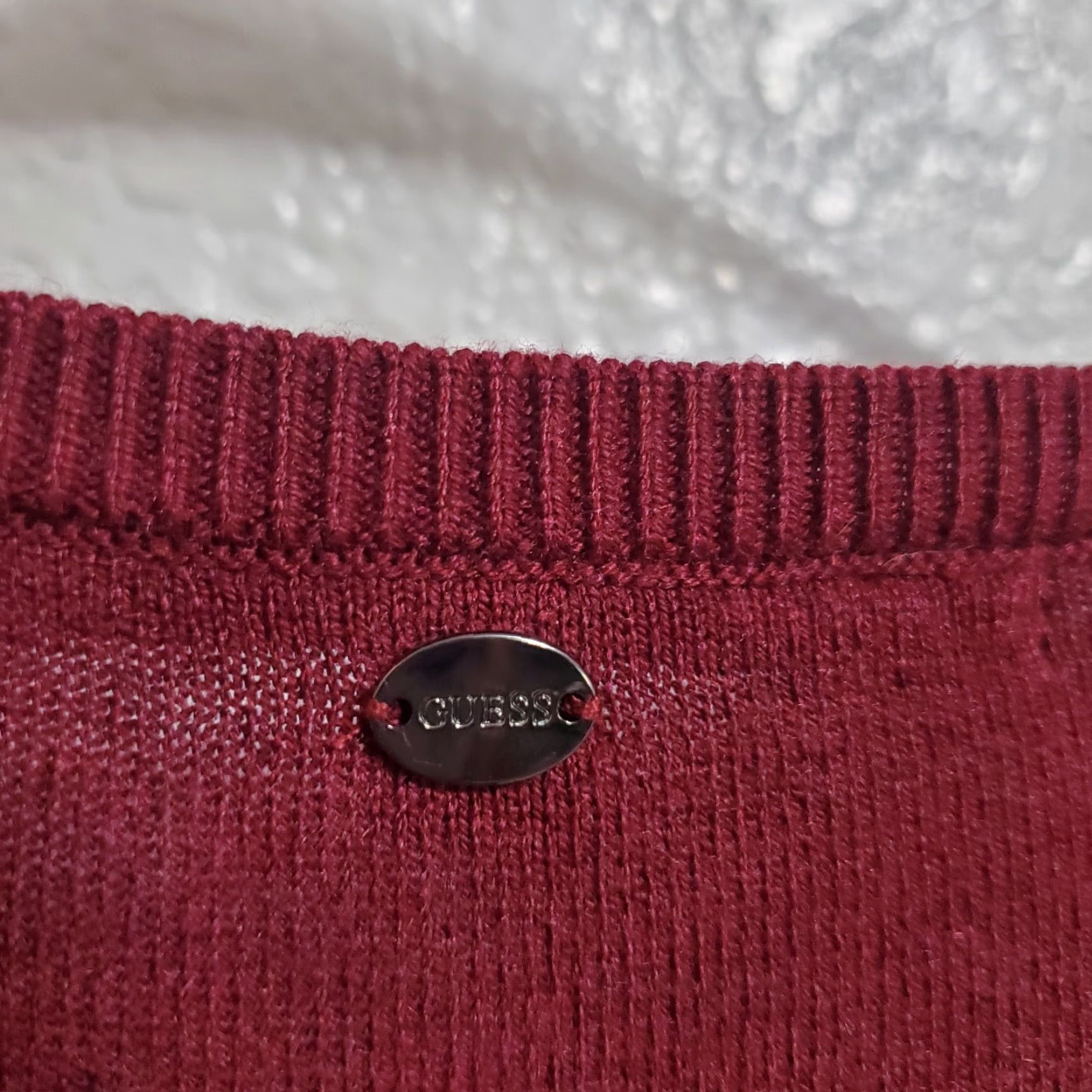 Guess Guess LA Sweater Women’s M Burgundy Scoop Neck Layered Look Long Sleeve Pullover Knit ShirtTop Casual Ladies M Burgundy Red Size M / US 6-8 / IT 42-44 - 6 Thumbnail