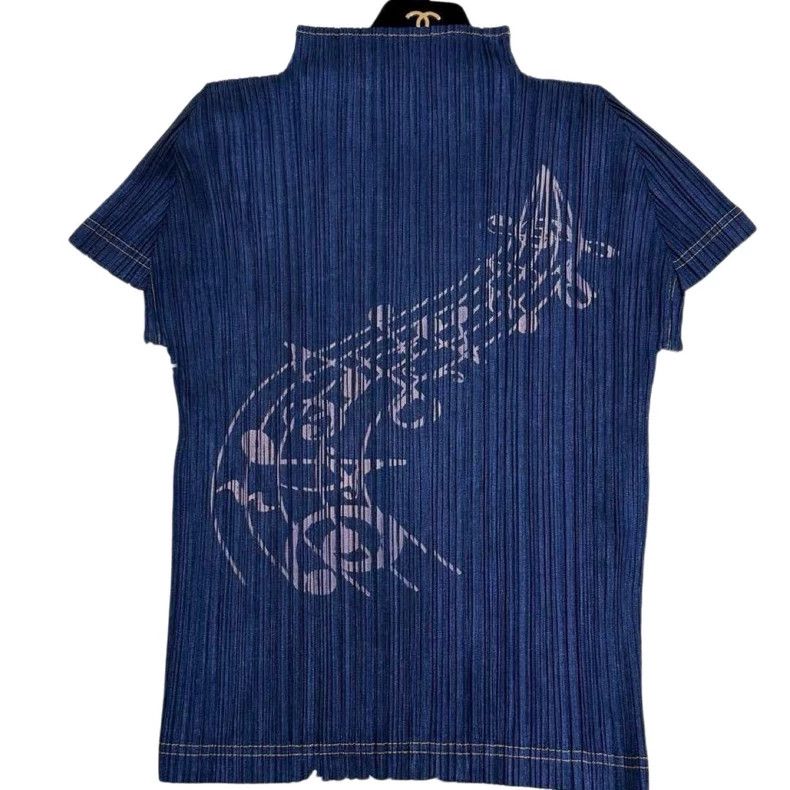 Issey Miyake Issey Miyake size:3 Blue pleated note short-sleeved shirt Size XS / US 0-2 / IT 36-38 - 1 Thumbnail