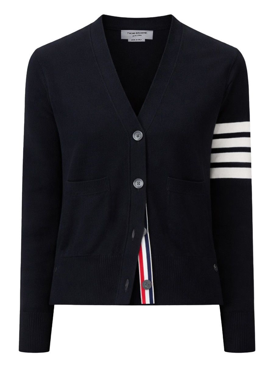 Thom Browne THOM BROWNE VIRGIN WOOL CARDIGAN - BLUE (IT 38) Size XS / US 0-2 / IT 36-38 - 1 Thumbnail
