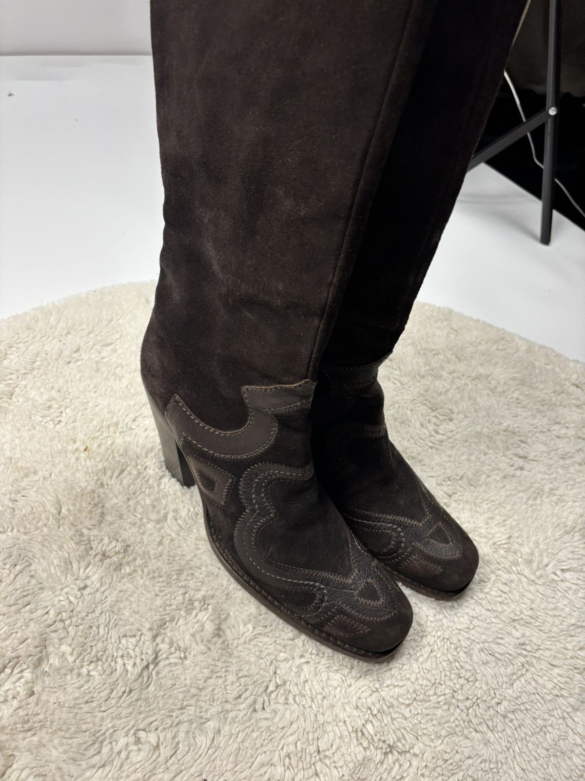 Miu Miu Miu Miu Vintage Cowboy Camperos Suede Brown Boots Rare Size US 7 / IT 37 - 6 Thumbnail