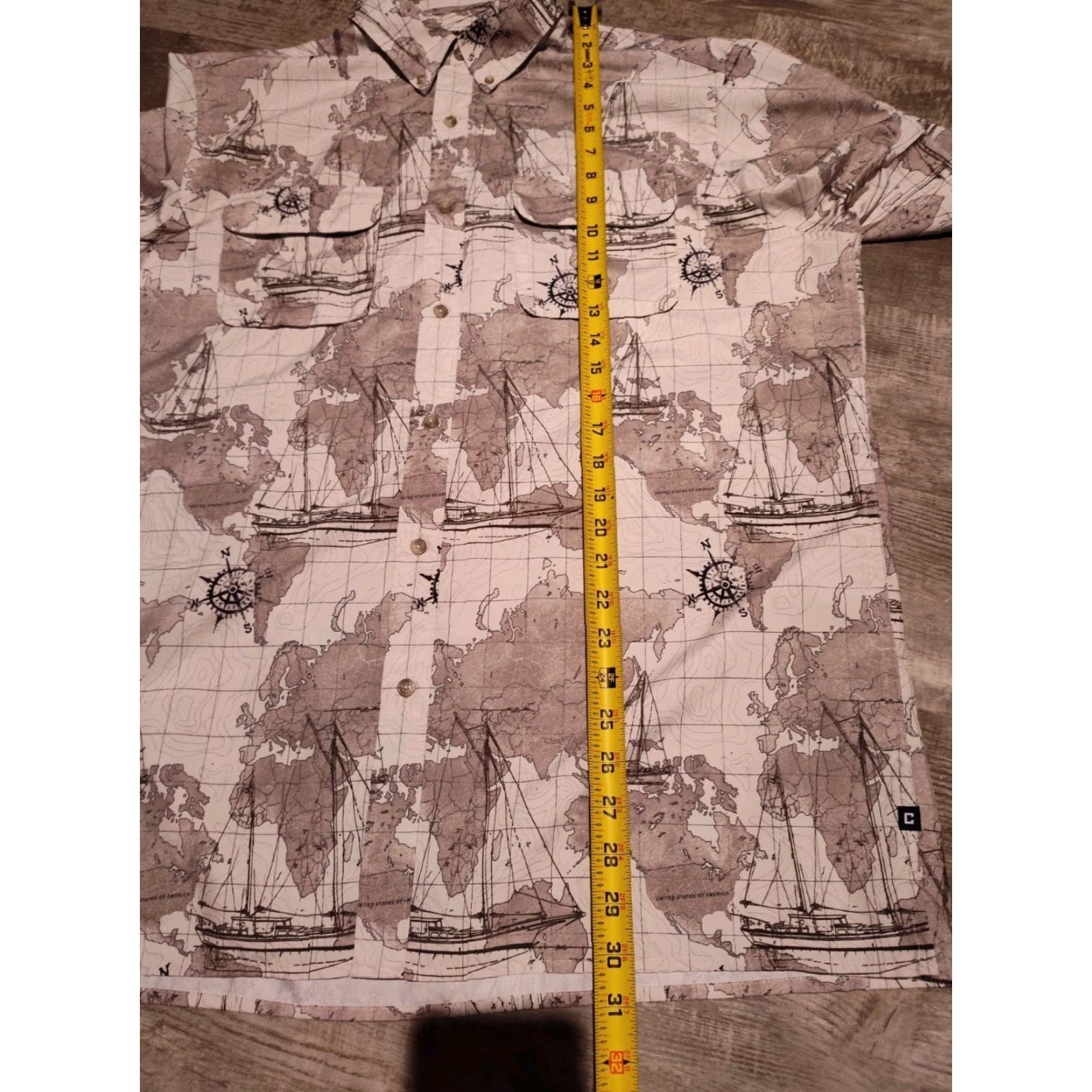Chaps Chaps Nautical Map Shirt Mens L Short Sleeve Button Up Vented EUC Size US L / EU 52-54 / 3 - 6 Thumbnail