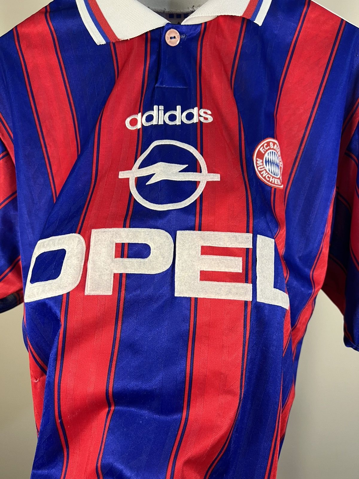 Adidas Bayern Munich 1995 Soccer #18 Klinsmann Adidas Jersey Sz L Size US L / EU 52-54 / 3 - 10 Thumbnail