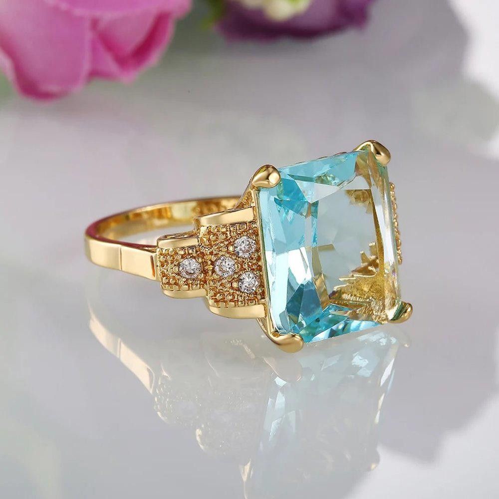 Designer 2Ct Emerald Simulated London Blue Topaz 14K Ring - Size 7 Size ONE SIZE - 5 Thumbnail