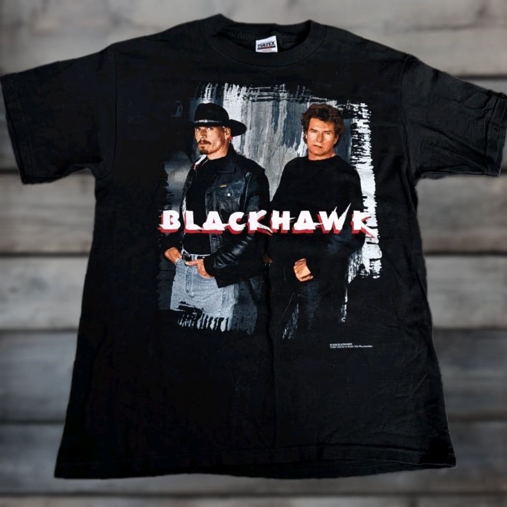 Tultex VINTAGE Blackhawk T-Shirt Man L Black 90s Y2K Greatest Hits Tour Band Short Sleeve Crew Neck Tultex EUC Size US L / EU 52-54 / 3 - 1 Thumbnail