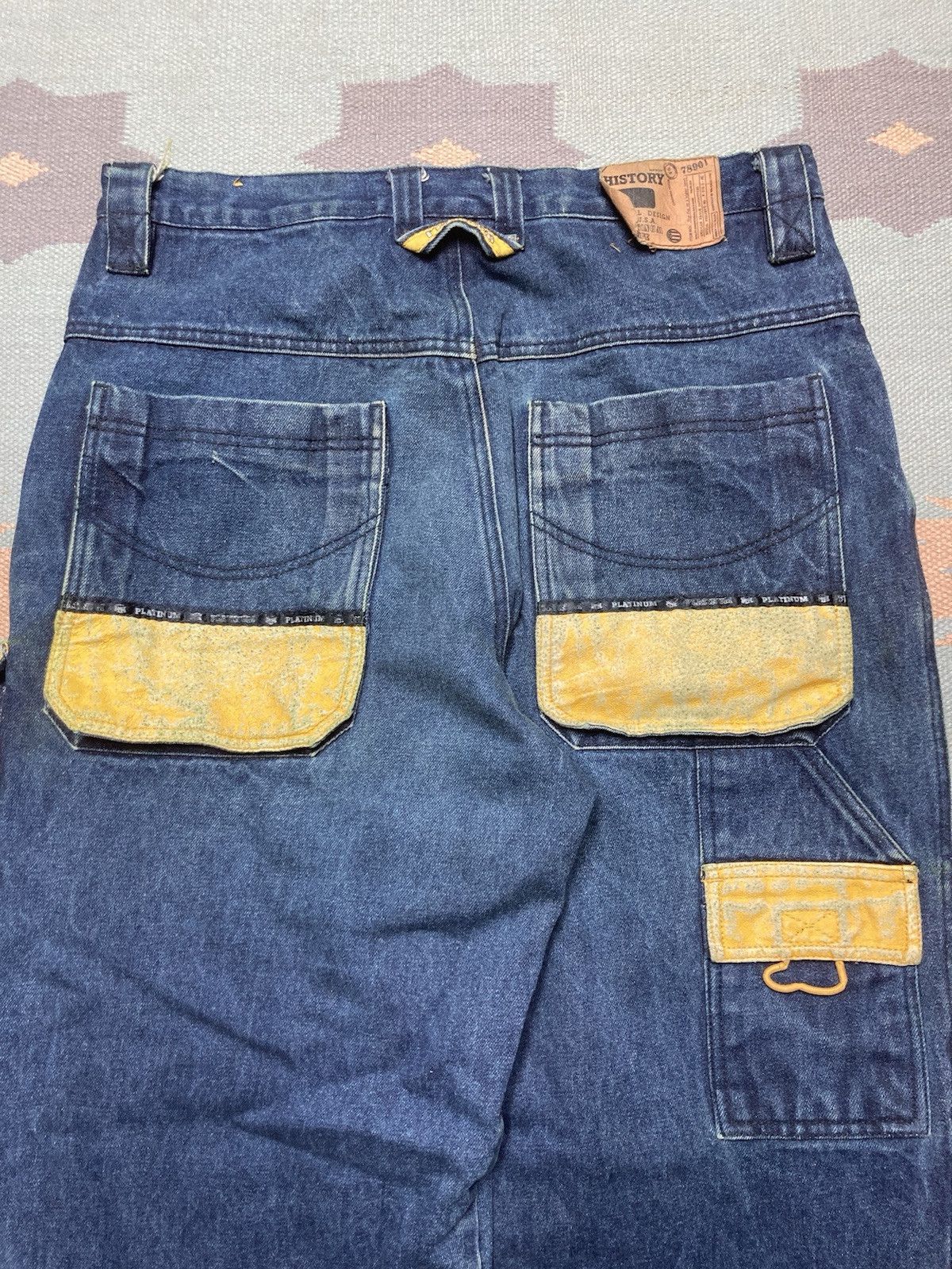 Bare Fox × Vintage Vtg y2k baggy jeans wide skater carpenter rave yellow 34x30 Size US 34 / EU 50 - 3 Thumbnail