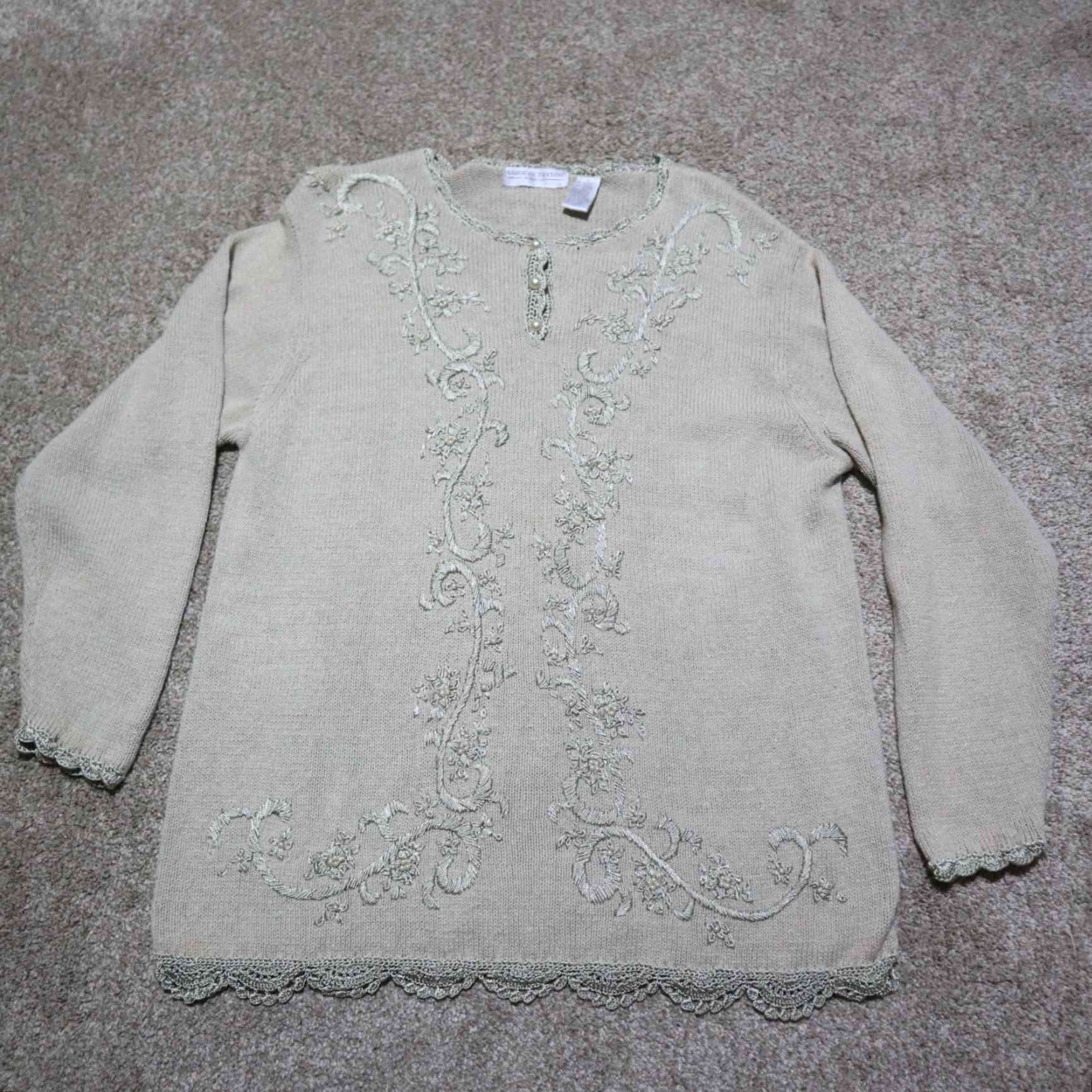 Vintage VINTAGE Carolyn Taylor Sweater Cardigan Women 1X Brown Crochet 90s Designer Ambience Men/Women Size XL / US 12-14 / IT 48-50 - 4 Thumbnail