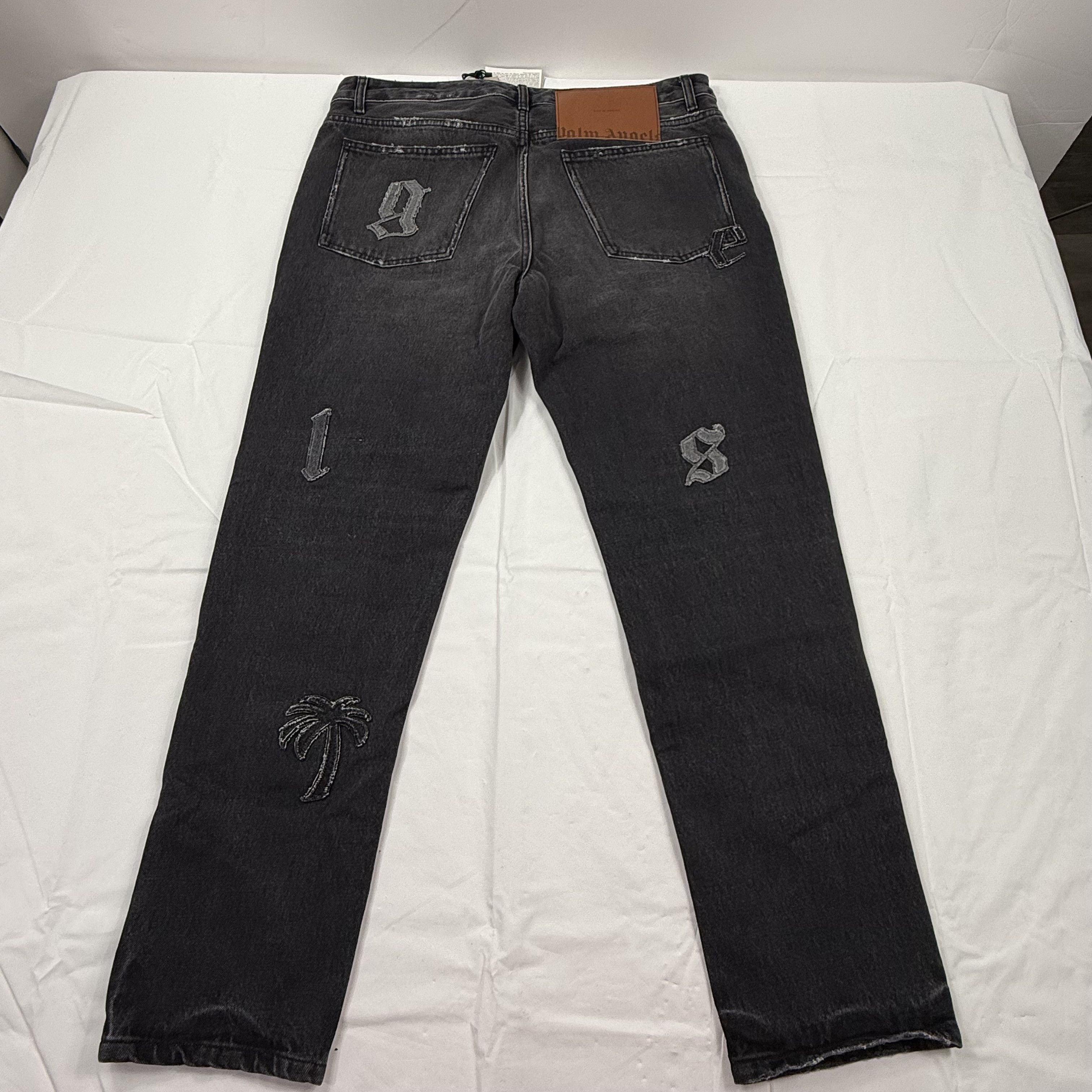 Palm Angels Palm Angels Mens Logo Patches Regular Fit Jeans Black Sz 38 Size US 38 / EU 54 - 2 Thumbnail