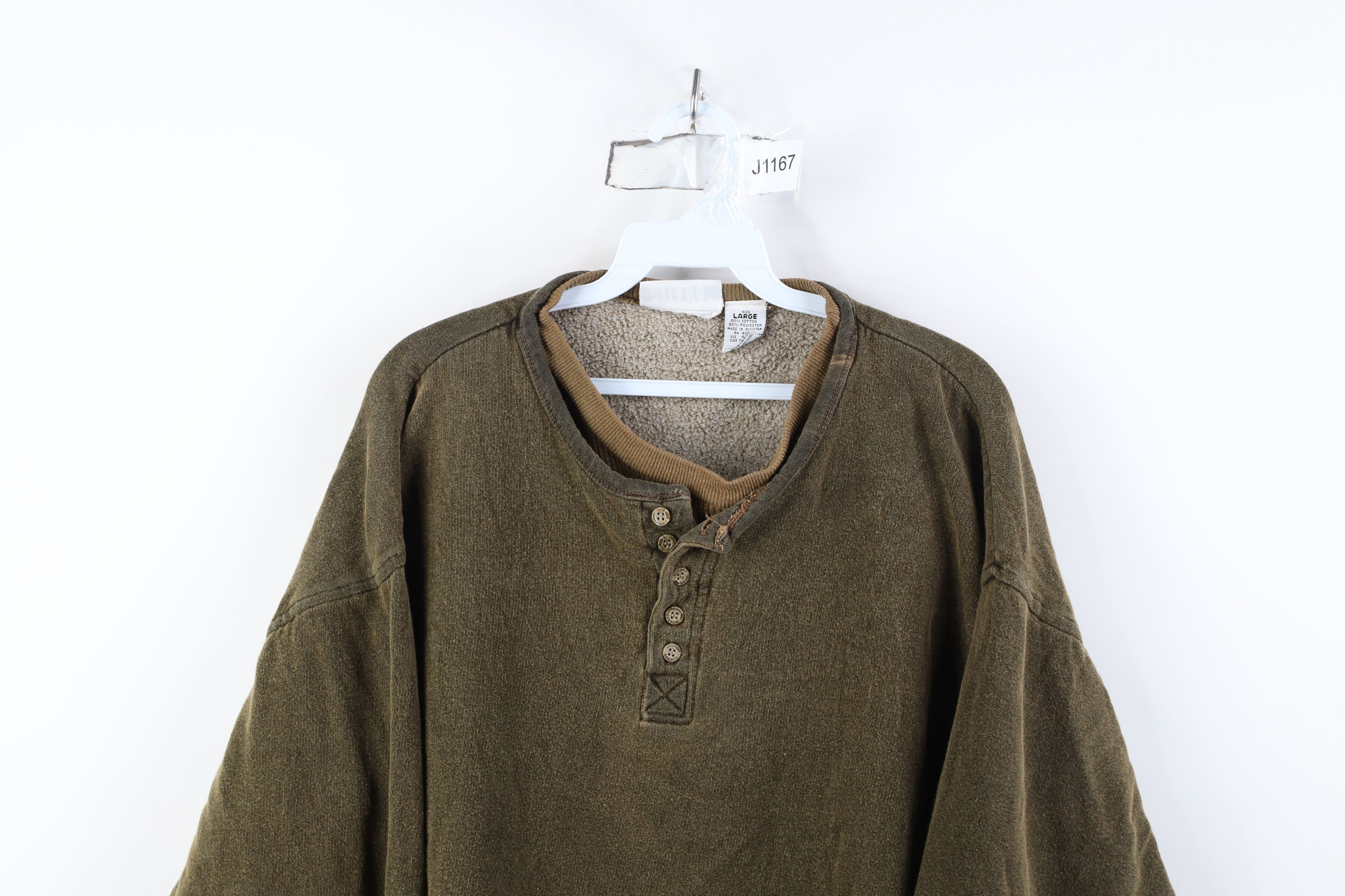 Vintage Vintage 90s Streetwear Stonewash Layered Henley Sweatshirt Size L / US 10 / IT 46 - 2 Thumbnail