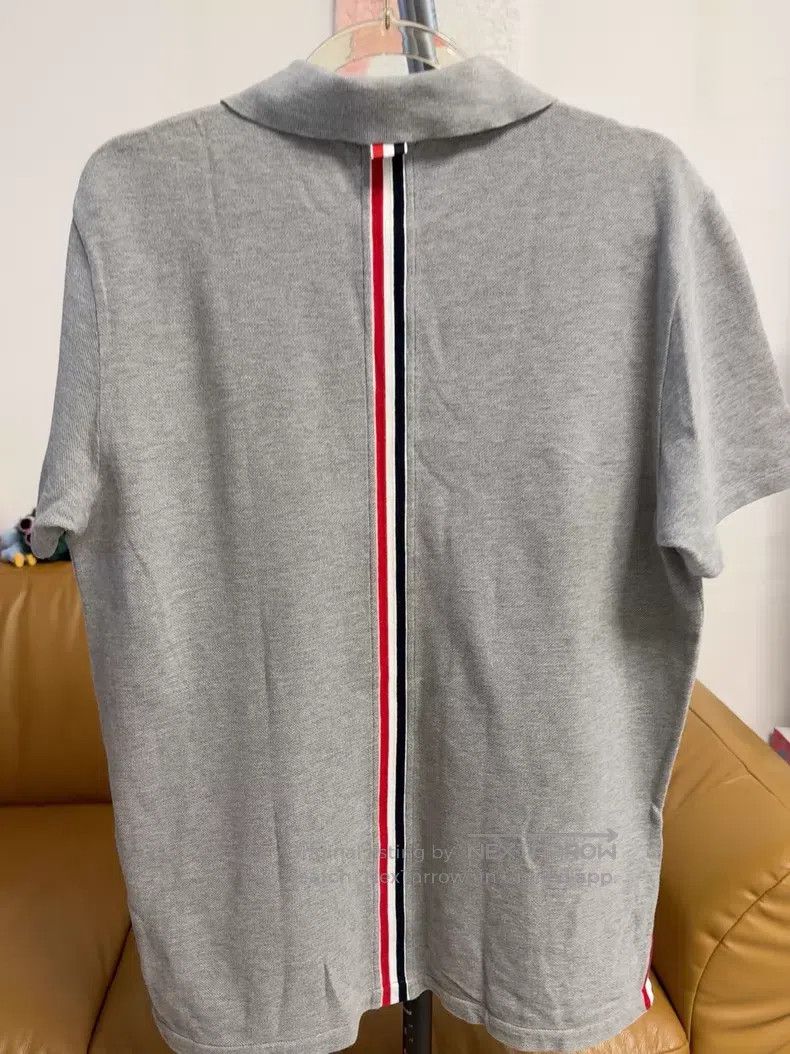 Thom Browne Thom Browne Gray short-sleeve polo shirt Size US L / EU 52-54 / 3 - 3 Thumbnail