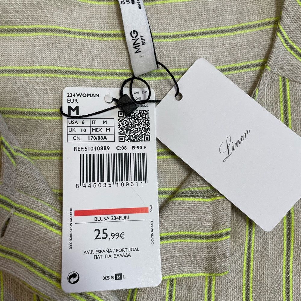 Mango NWT New Mango Striped Linen Blend Blouse Size M Size M / US 6-8 / IT 42-44 - 7 Thumbnail