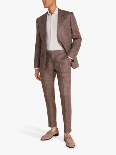 Moss MOSS BROS 1851 Tailored Linen Brown Tobacco Suit Pants Size US 36 / EU 52 - 1 Thumbnail