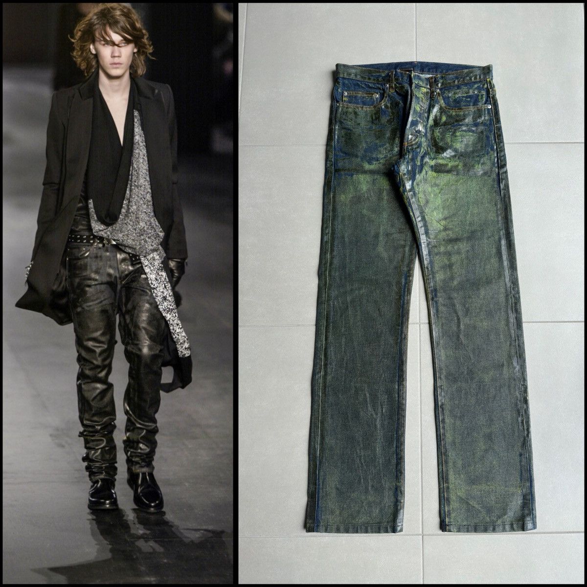 パンツ Dior Homme 03aw Luster Hedi Slimane Silver League | Dior Homme Claw Mark Denim Jeans - AW03