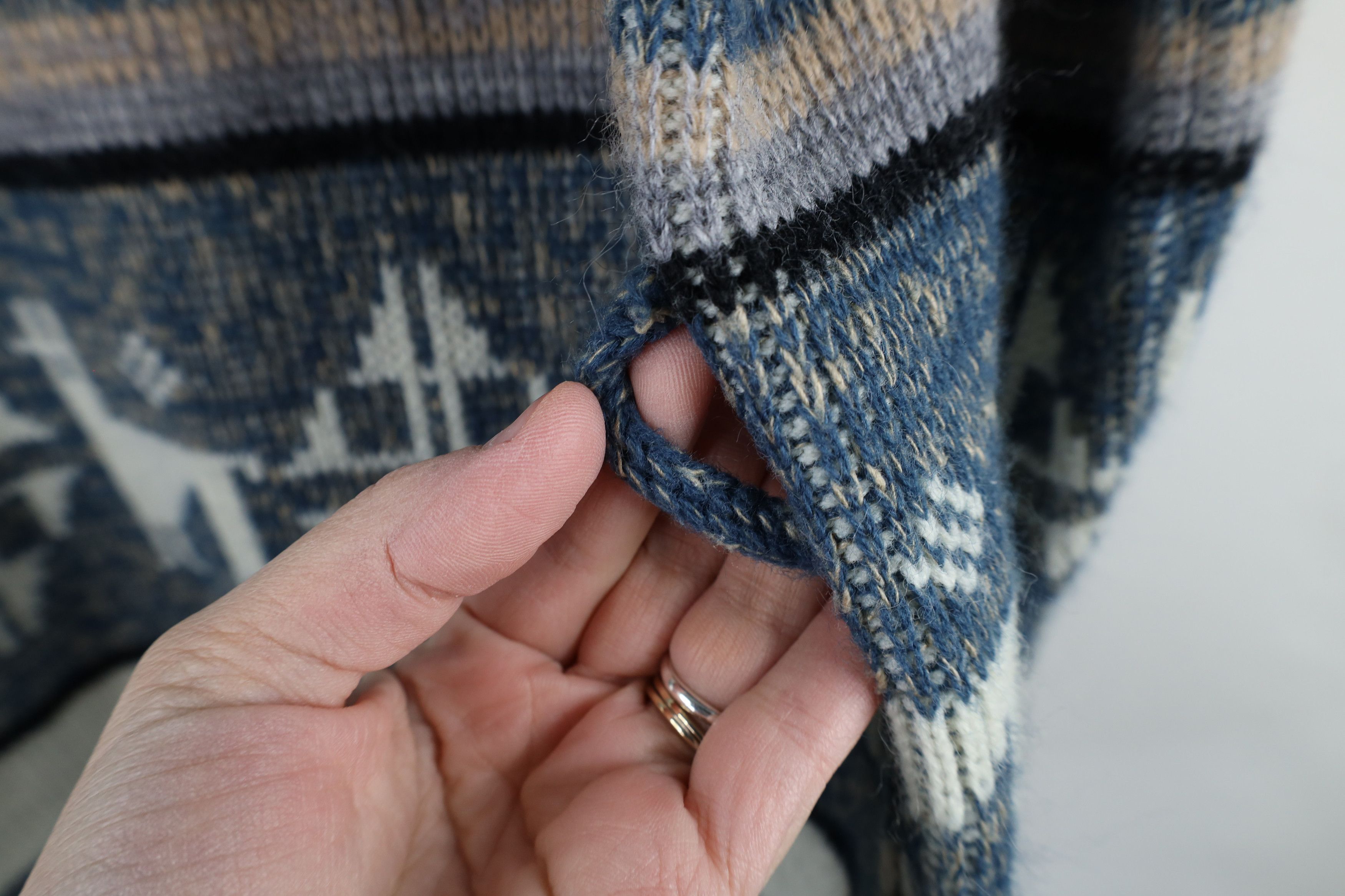 Vintage Vintage 70s Fair Isle Open Front Shawl Cardigan Sweater USA Size US XL / EU 56 / 4 - 10 Thumbnail